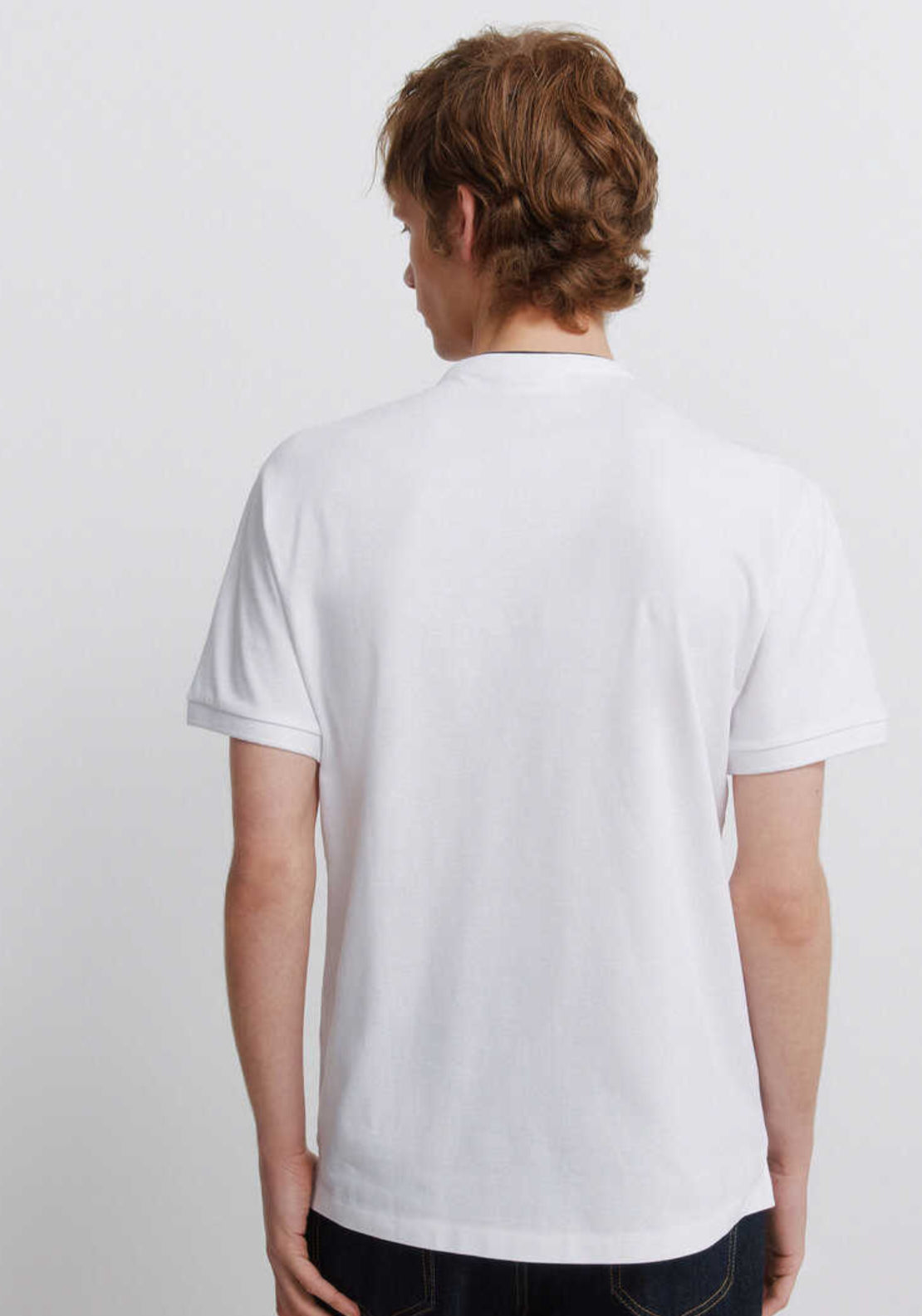 Piqué Mandarin Collar Slim Fit Polo Shirt - White