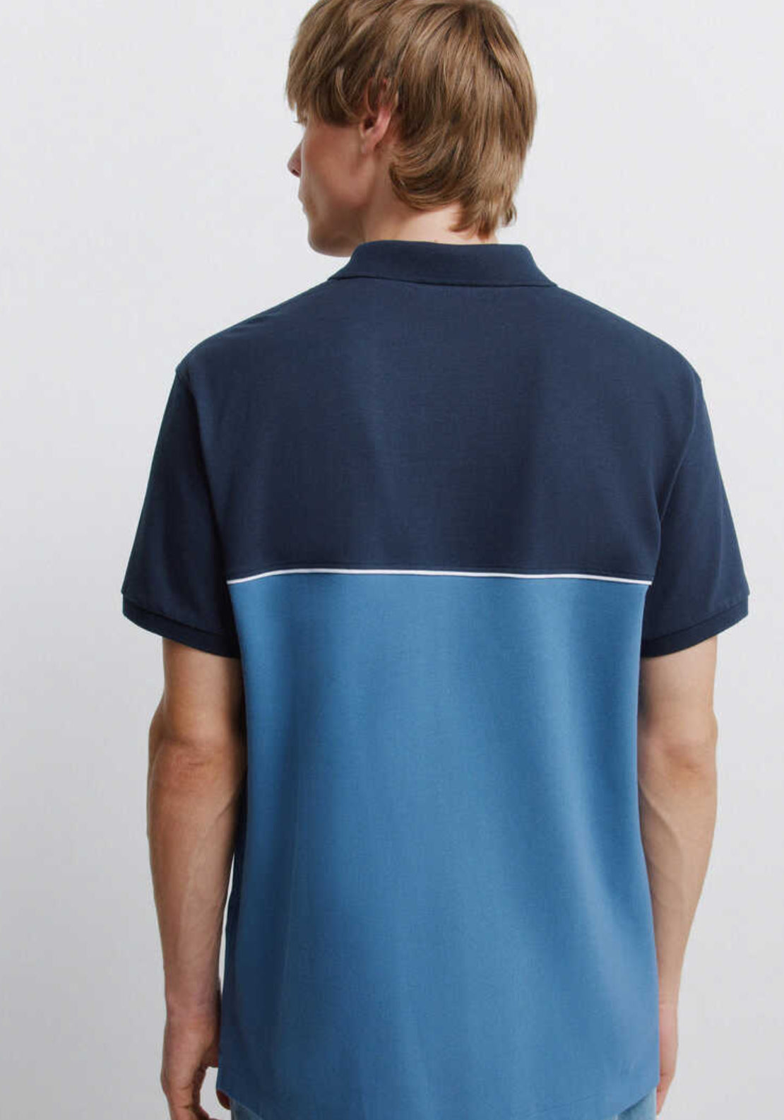 Colour Block Sport Polo Shirt - Blue