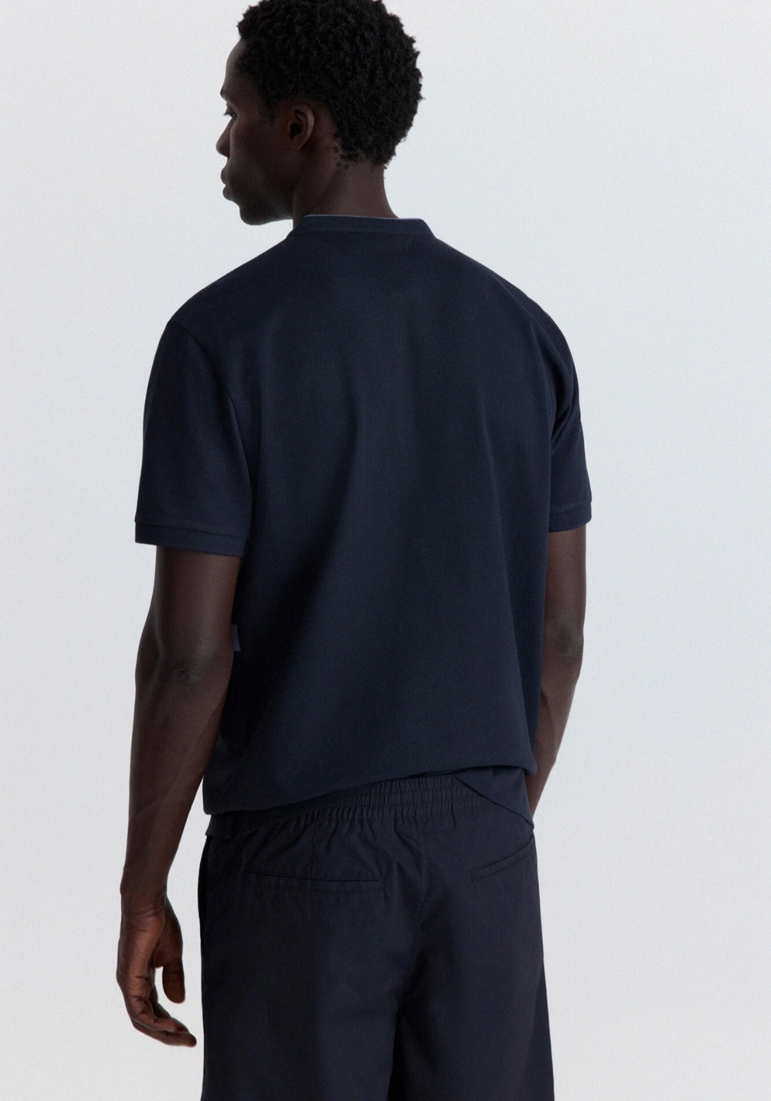 Mao Collar Polo - Blue