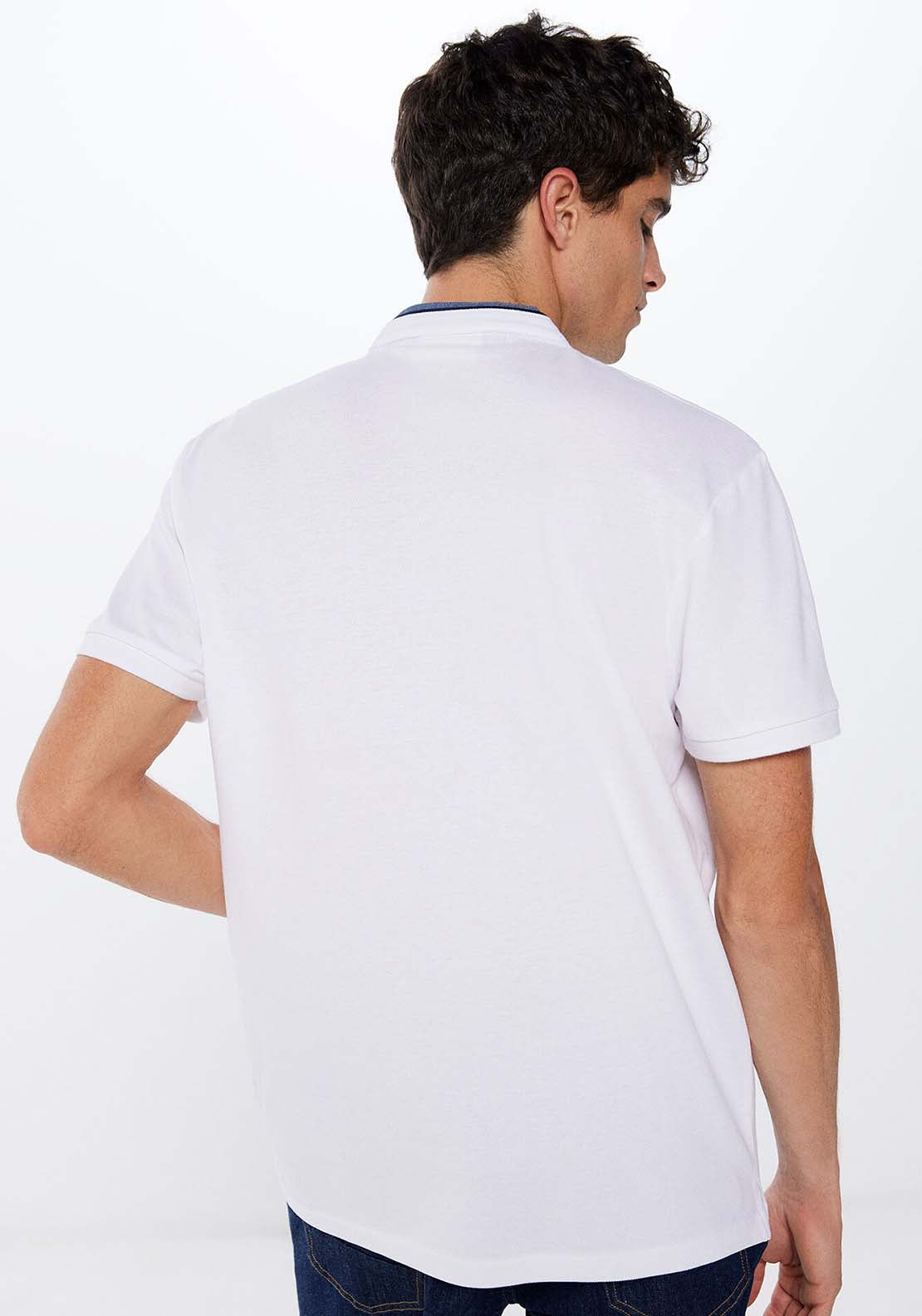 Springfield Short Sleeve Slim Polo - White 3 Shaws Department Stores