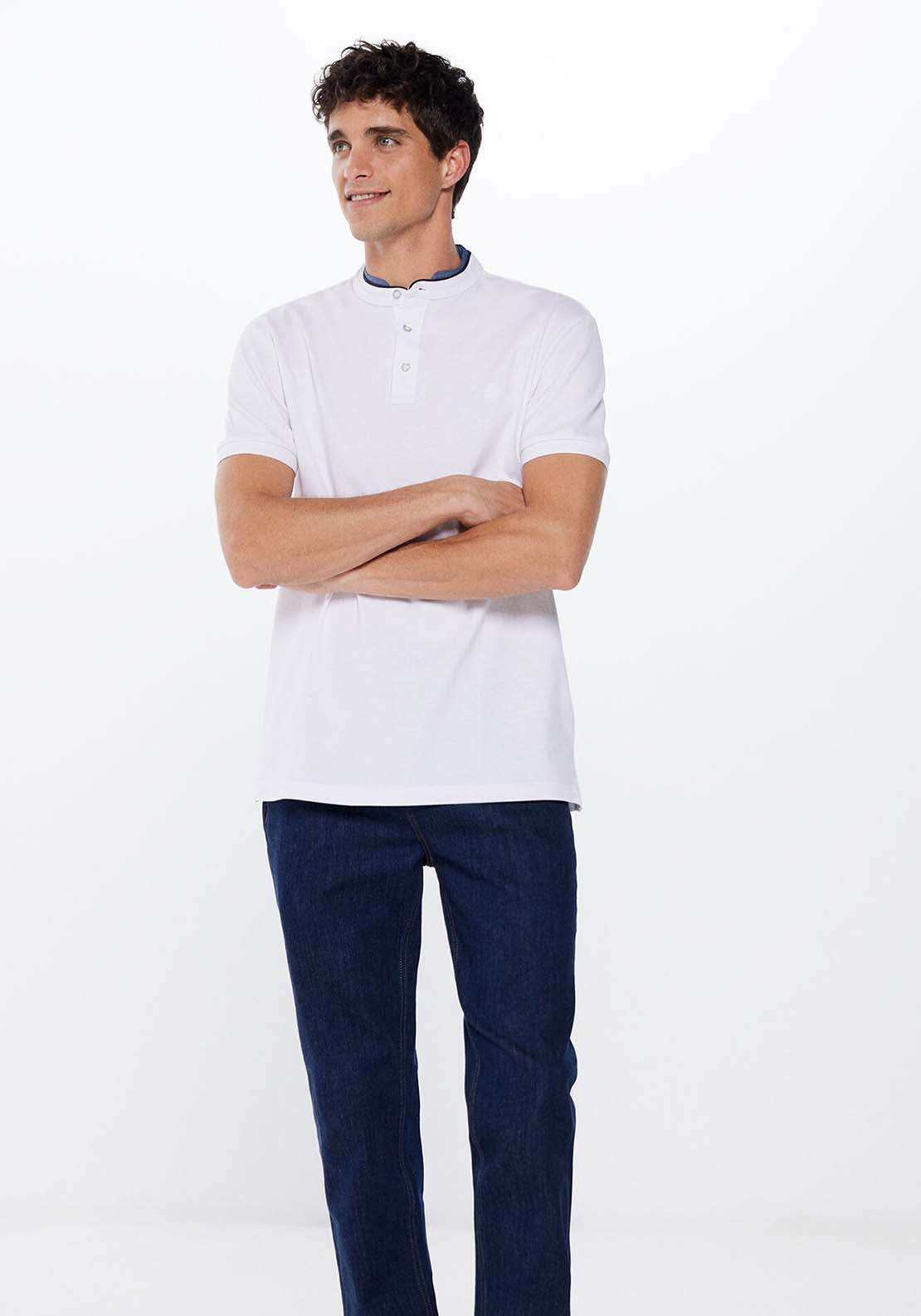 Springfield Short Sleeve Slim Polo - White 2 Shaws Department Stores
