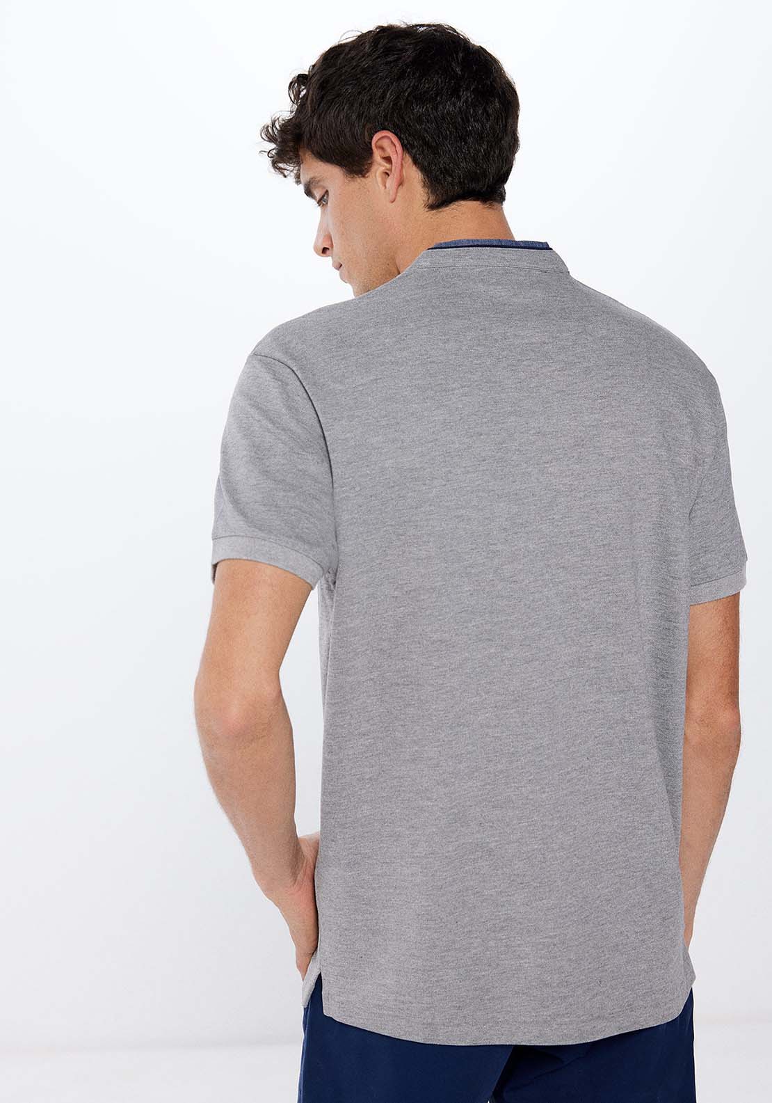 Springfield Short Sleeve Slim Polo - Grey 3 Shaws Department Stores