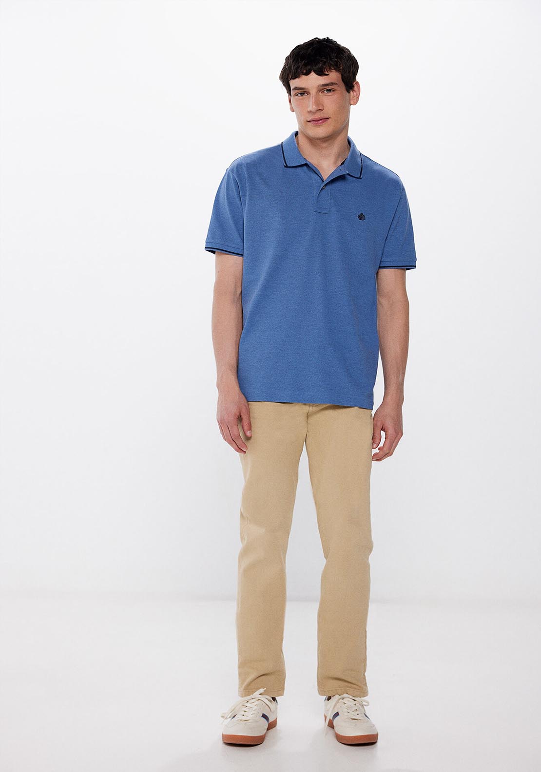 Springfield Two-tone regular fit piqué polo shirt - Blue 3 Shaws Department Stores