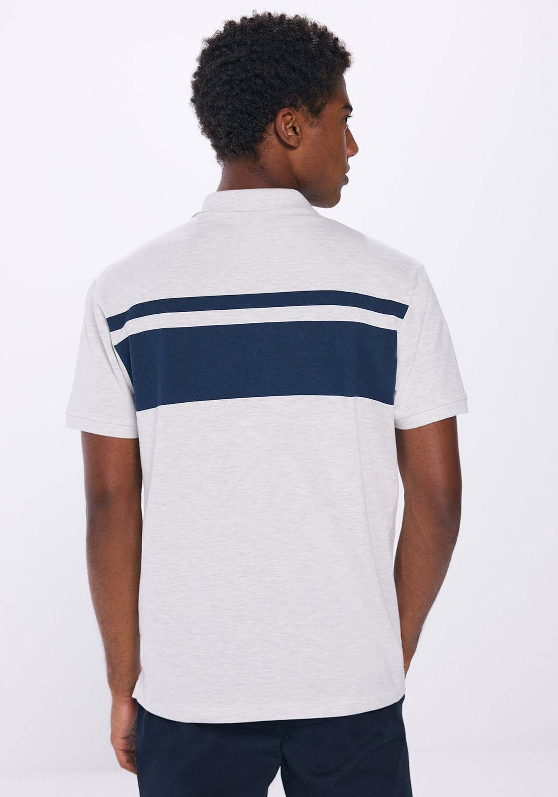 Springfield Regular Fit Color Block Piqué Polo Shirt - Grey / Silver 3 Shaws Department Stores