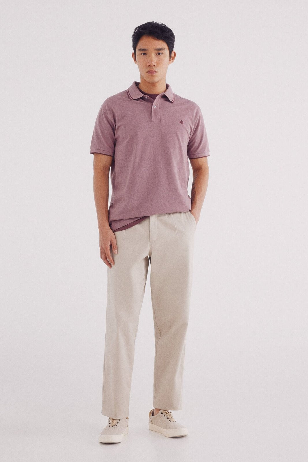 Springfield Regular fit contrast details piqué polo shirt - Orange 2 Shaws Department Stores