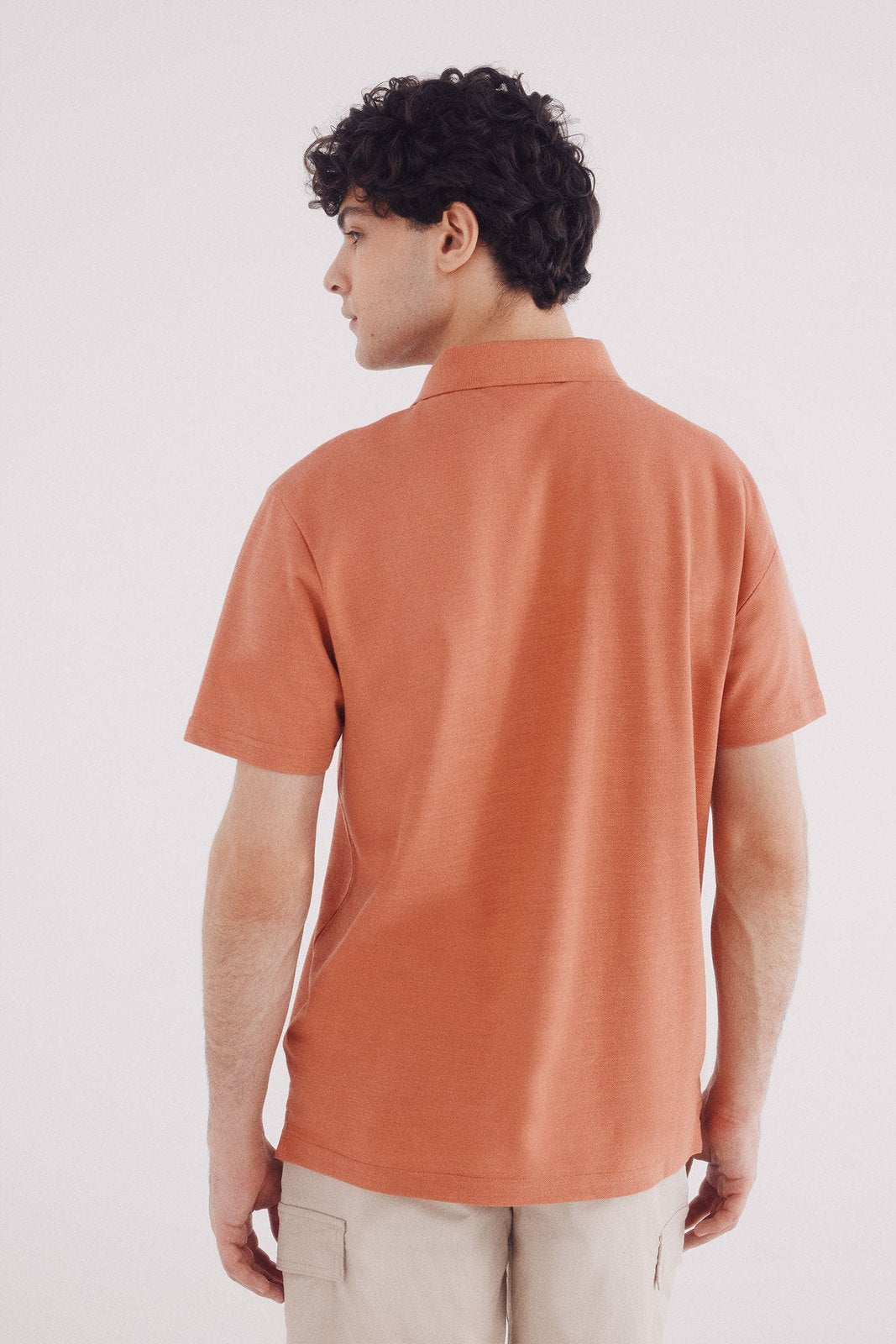 Springfield Regular Fit Fancy Color Piqué Polo - Orange 2 Shaws Department Stores