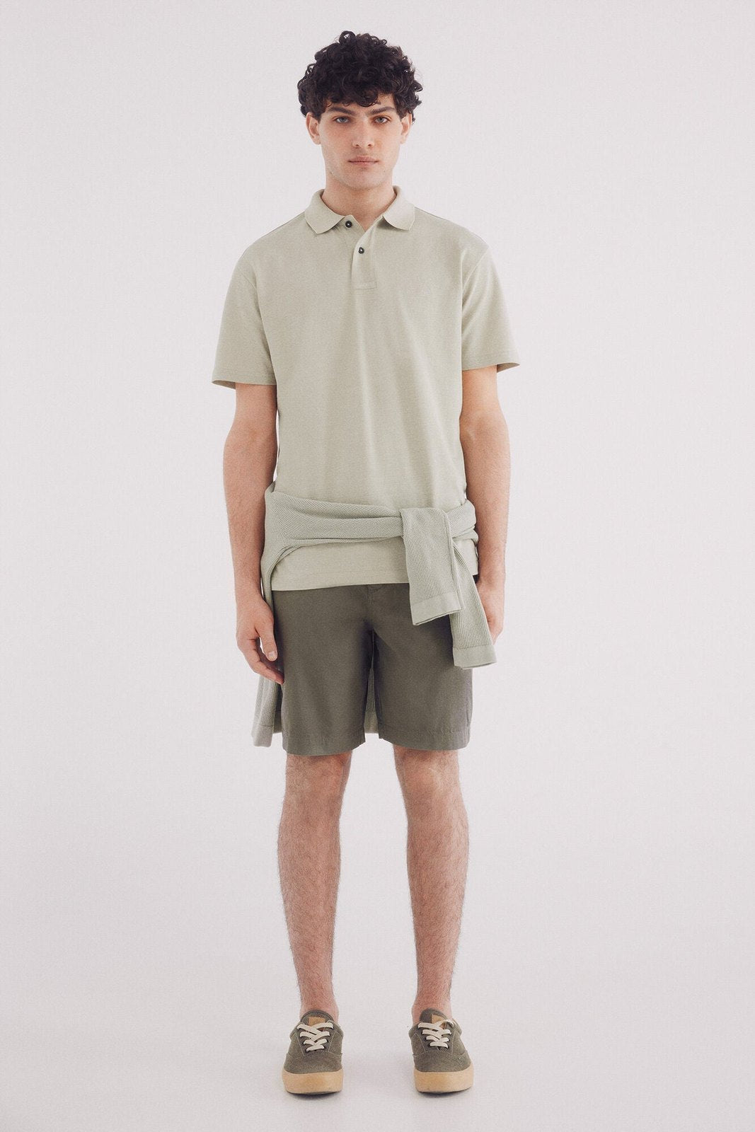 Springfield Regular Fit Fancy Color Piqué Polo - Green 4 Shaws Department Stores
