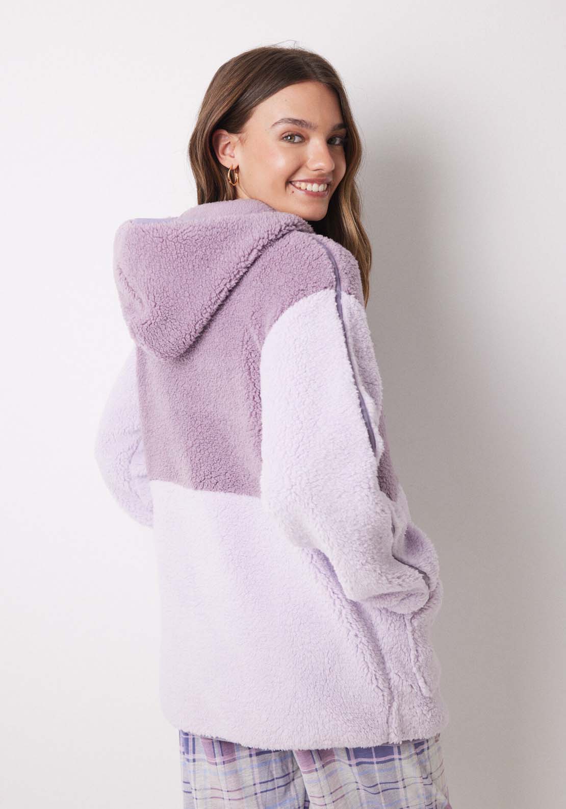 Womens Secret Short faux shearling Snoopy robe - Pink 1 Shaws Department Stores