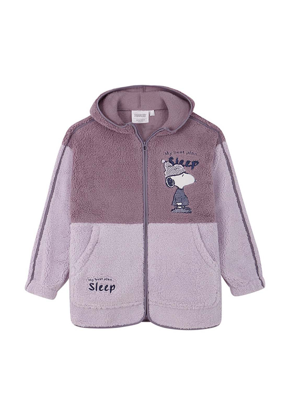 Womens Secret Short faux shearling Snoopy robe - Pink 6 Shaws Department Stores