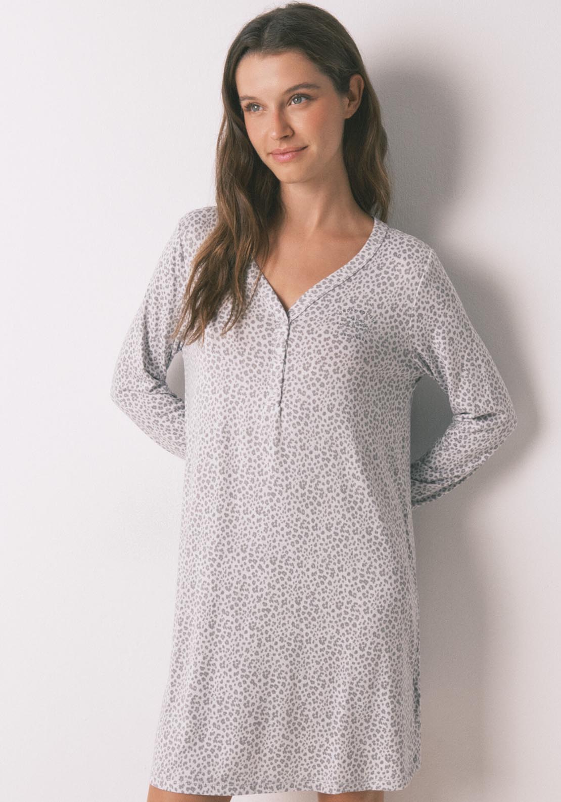 Womensecret Long Sleeves Short Nightdress - White 4 Shaws Department Stores