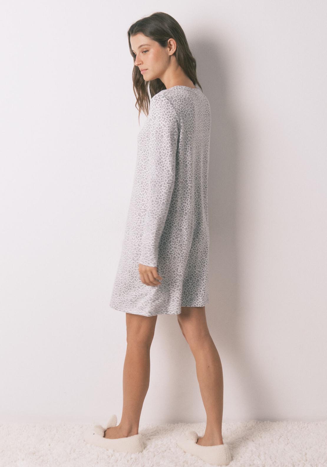 Womensecret Long Sleeves Short Nightdress - White 2 Shaws Department Stores
