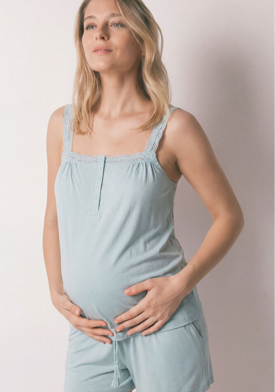 Cotton Short Pyjamas Maternity - Green