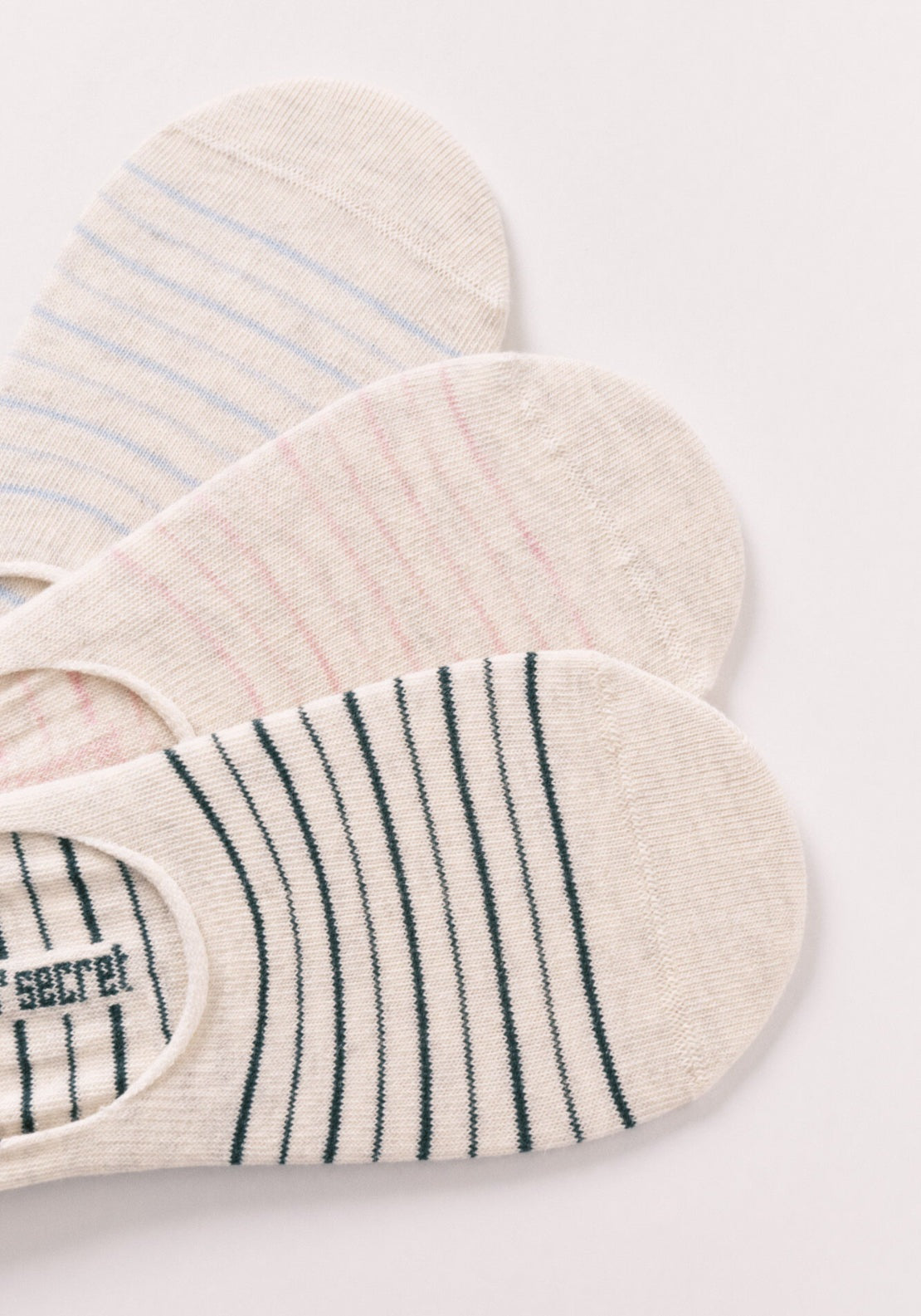 3-Pack Striped Print No-Show Socks - Multicolour