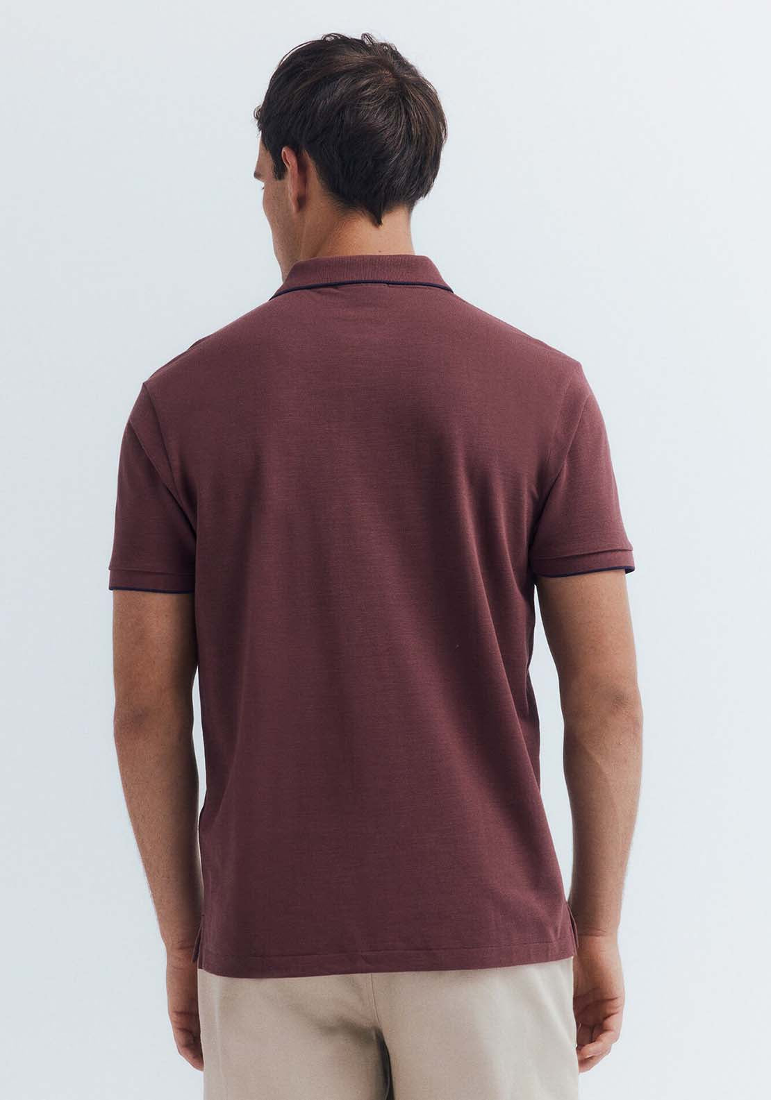 Fancy Piqué Polo Shirt With Regular Fit Tipping Neck - Red
