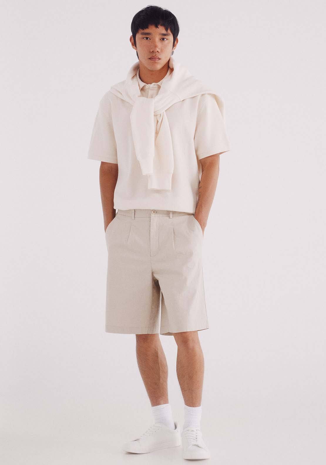 Regular Fit Twill Structured Polo Shirt - White