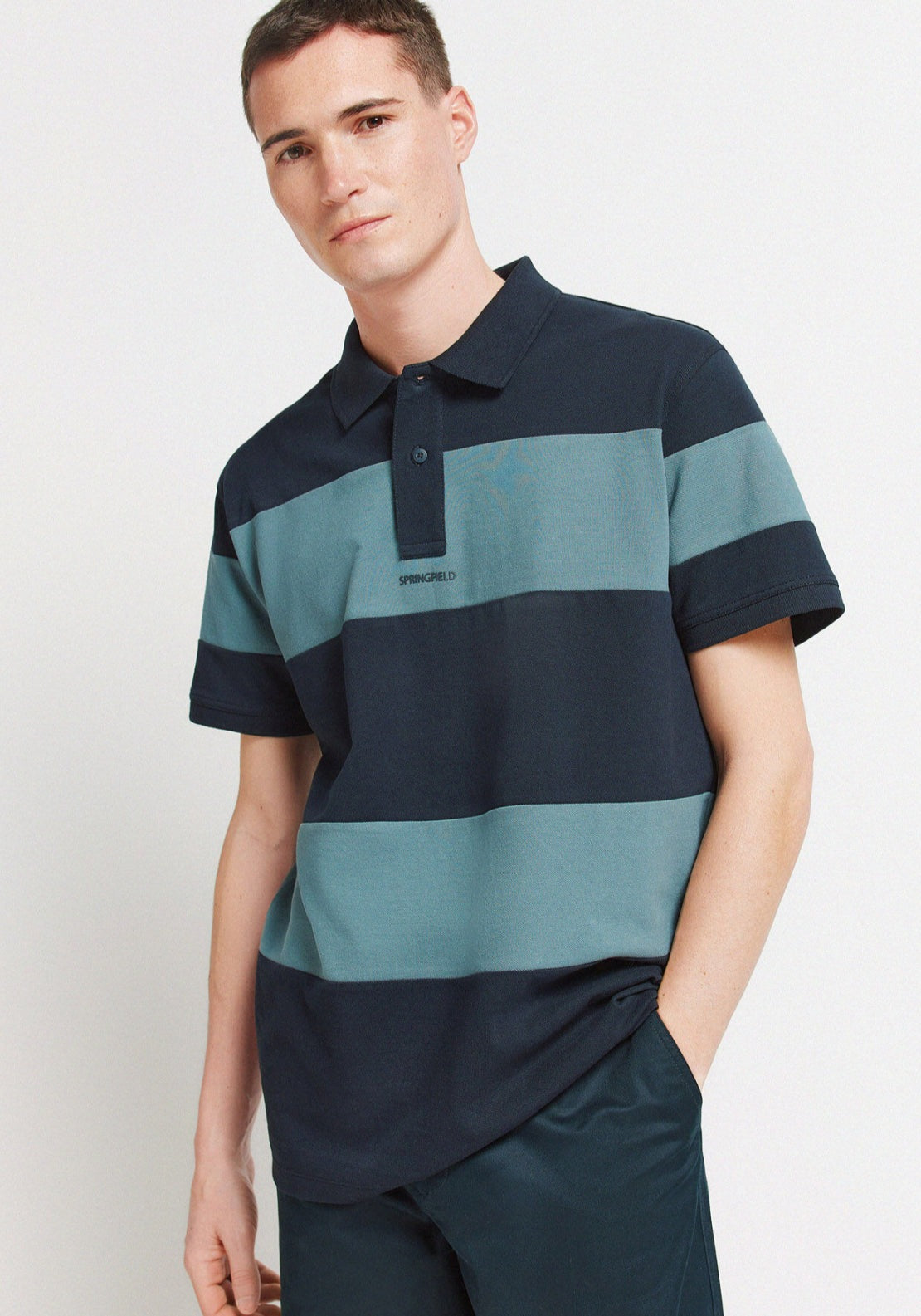 Colour Block Polo Shirt - Blue