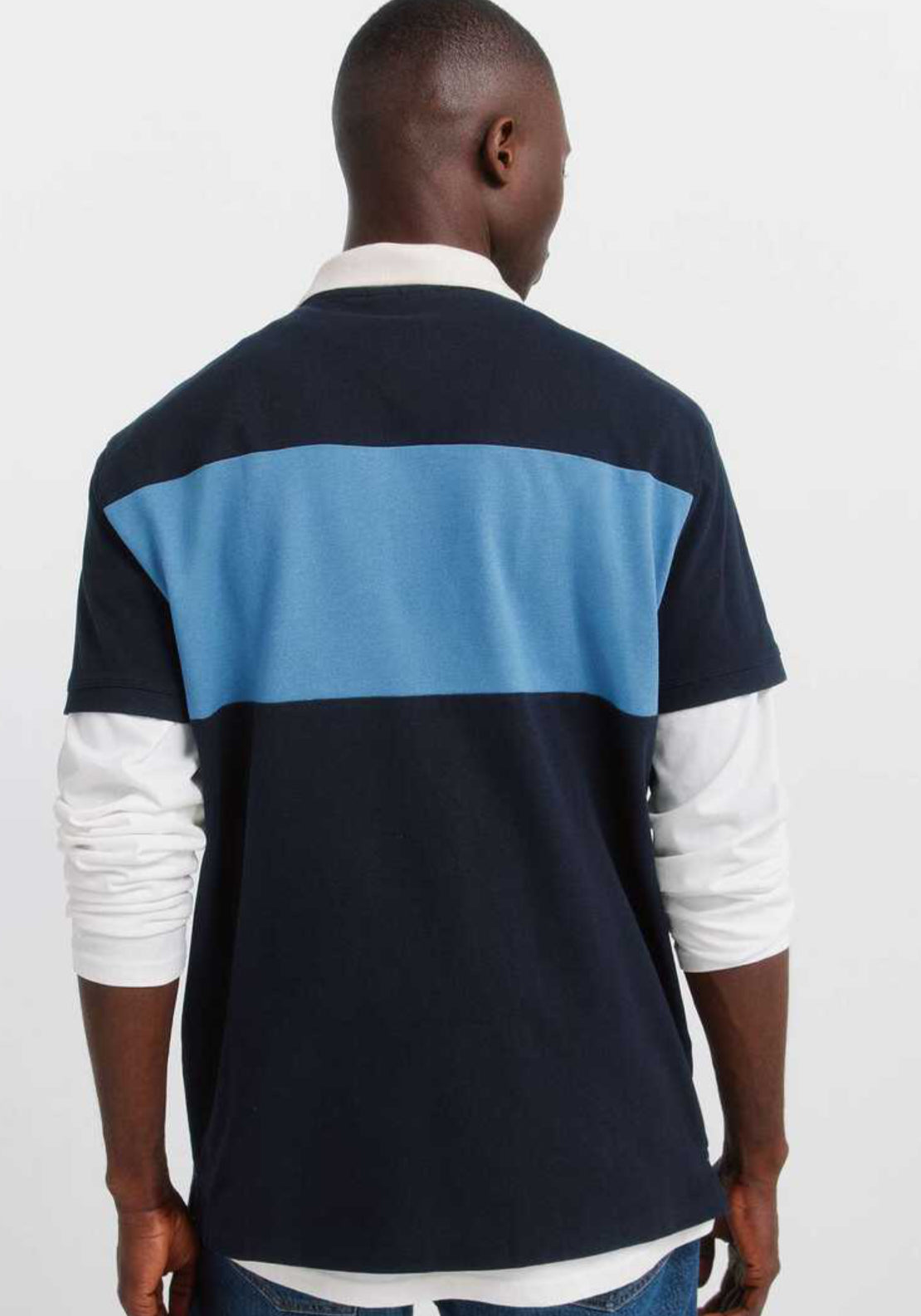 Springfield Pique Regular Fit Ribbed Polo - Blue 2 Shaws Department Stores