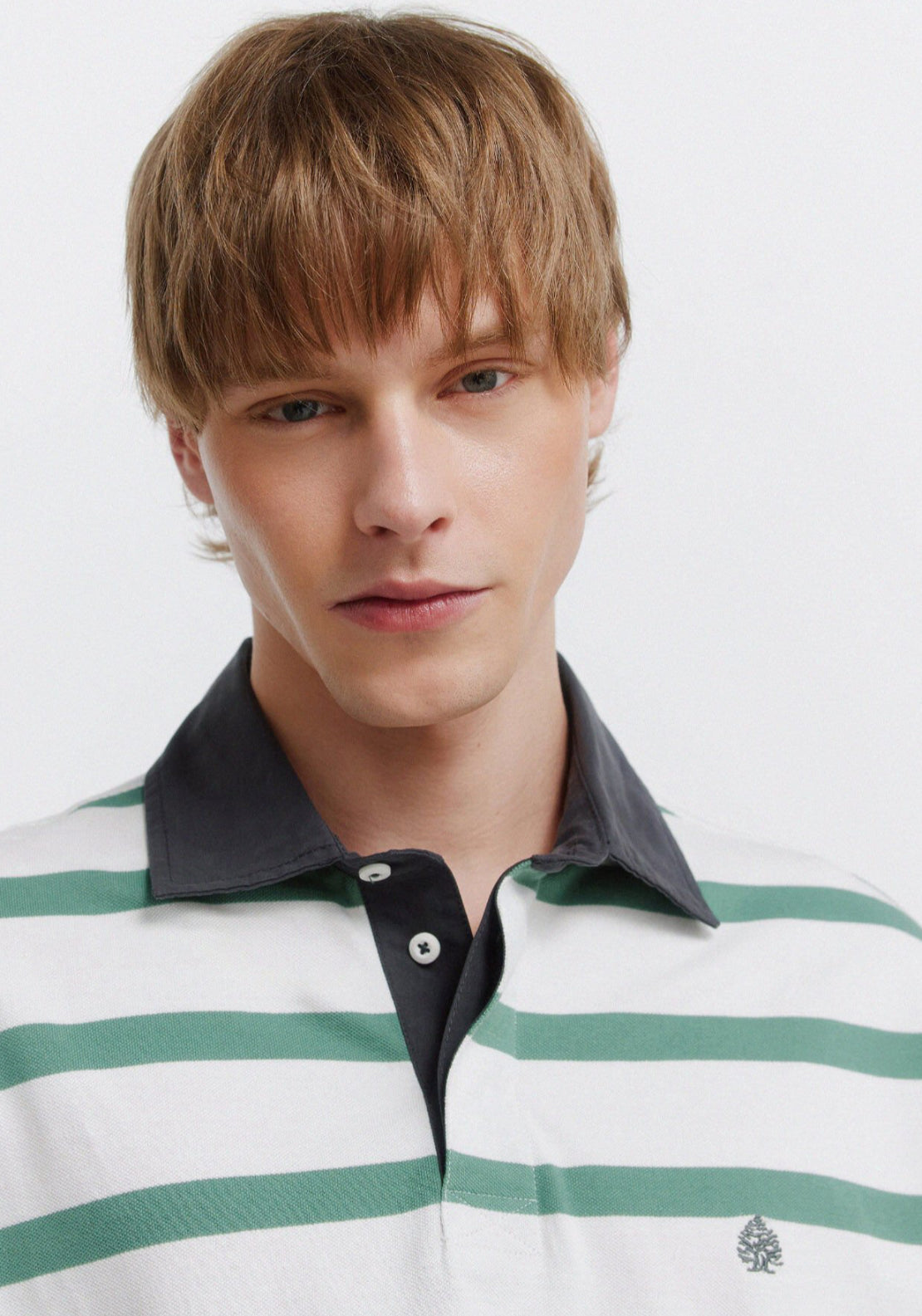 Pique Contrast Striped Polo - Green