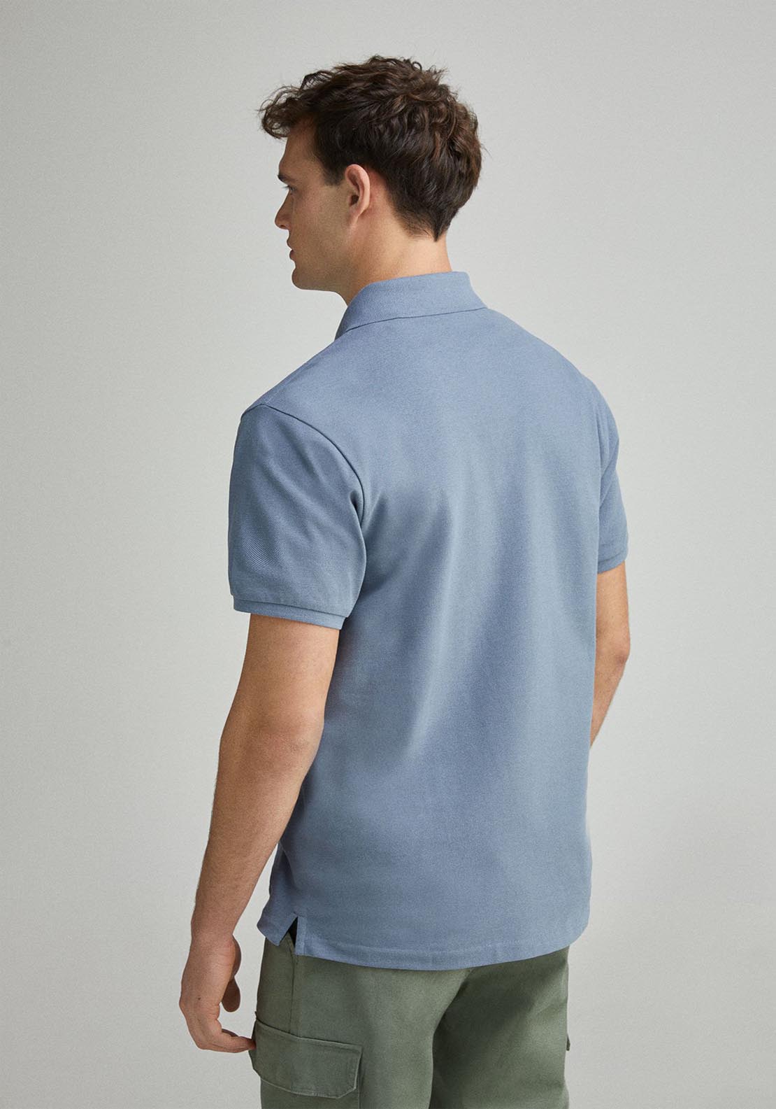 Springfield Slim Fit Contrast Piqué Polo Placket - Blue 2 Shaws Department Stores