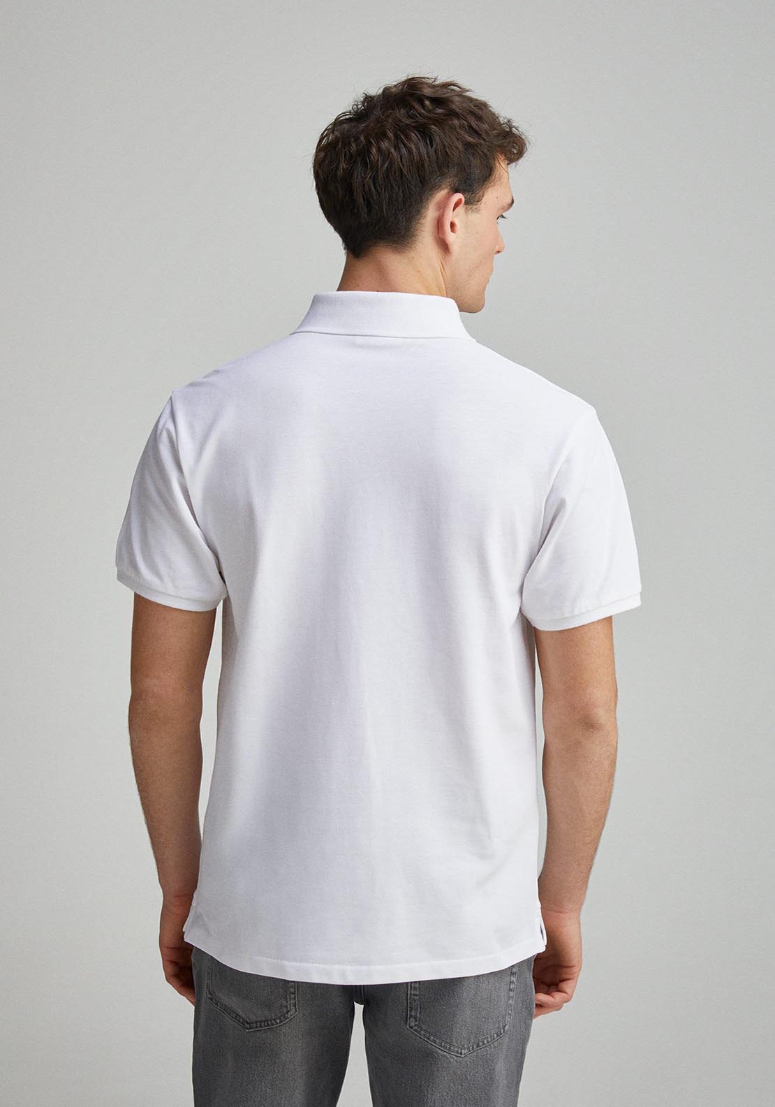 Springfield Slim Fit Contrast Piqué Polo Placket - White 5 Shaws Department Stores