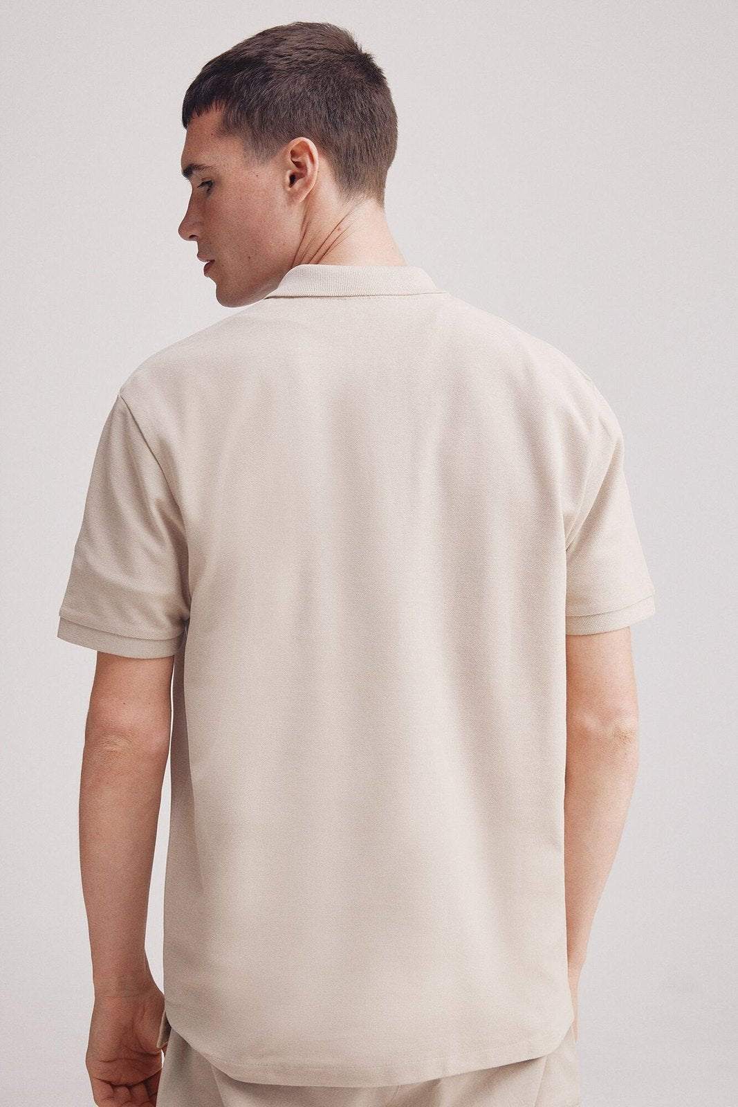 Springfield regular fit zip fastening piqué polo - Sand 5 Shaws Department Stores