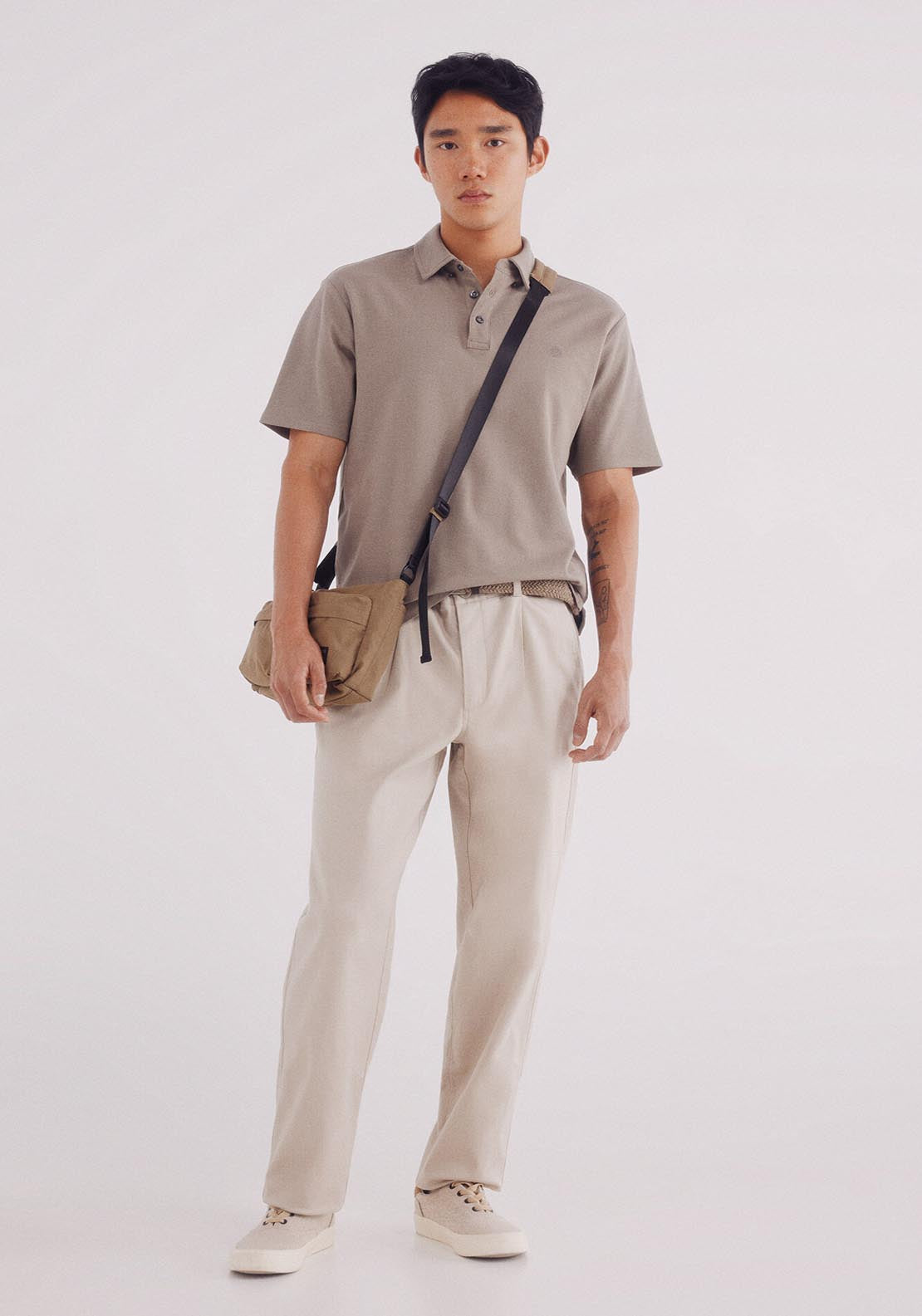 Springfield Polo Piqué Look Slim Fit Dress - Sand 4 Shaws Department Stores