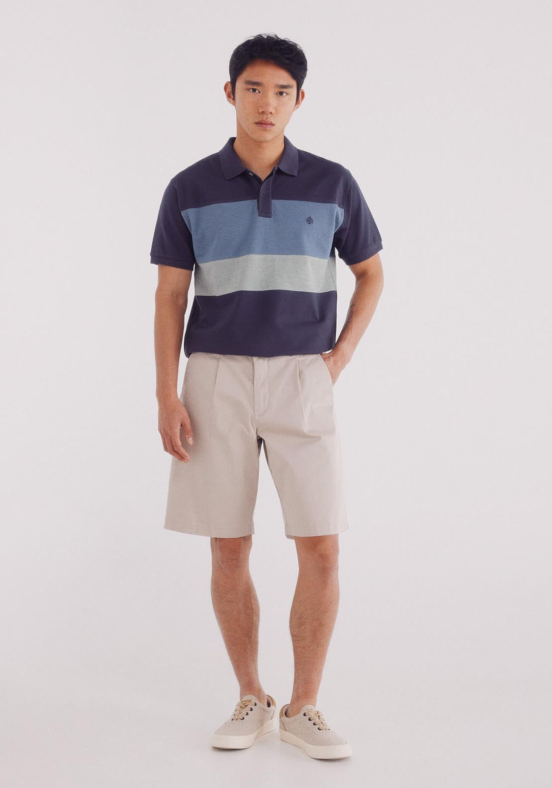 Springfield Regular Fit Color Block Piqué Polo - Blue 2 Shaws Department Stores
