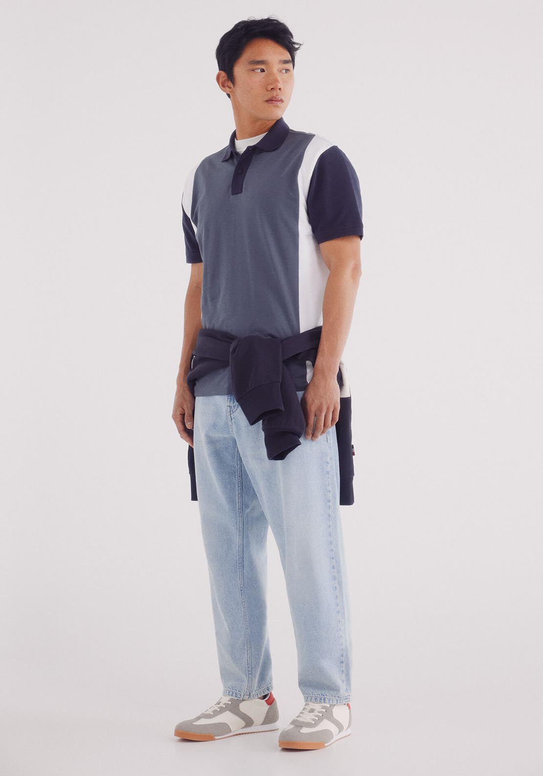 Springfield Regular Fit Vertical Striped Piqué Polo - Blue 4 Shaws Department Stores