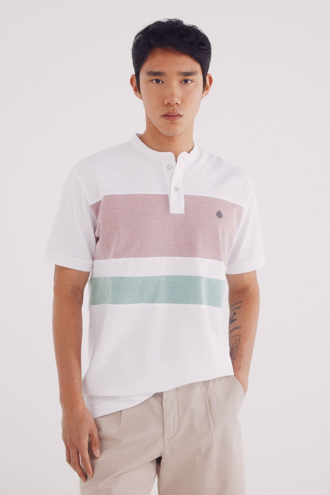 Springfield Polo Mao Oxford Regular Fit - White 1 Shaws Department Stores