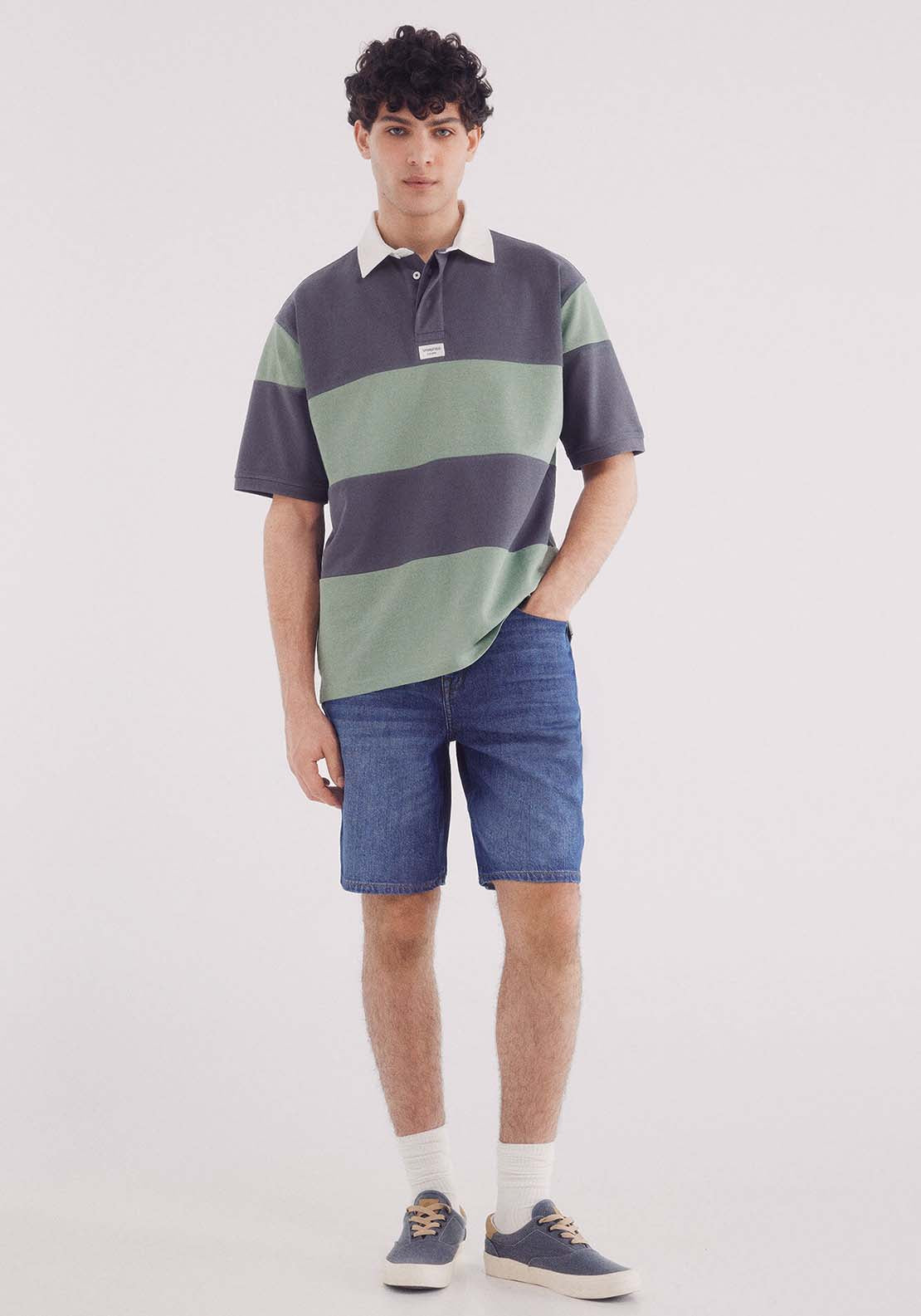 Springfield Boxy Fit Rugby Piqué Polo - Green 5 Shaws Department Stores