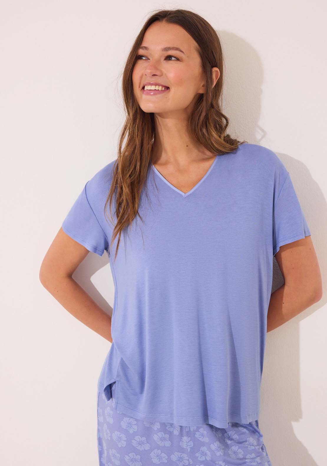 Short Sleeves Capri Pant Pyjama - Blue