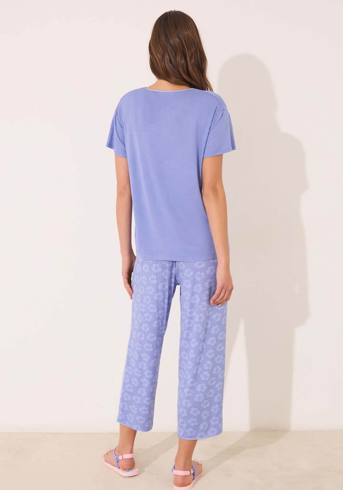 Short Sleeves Capri Pant Pyjama - Blue