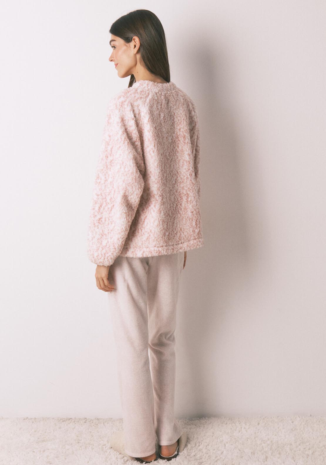 Long Pyjamas Faux Shearling Pink - Pink