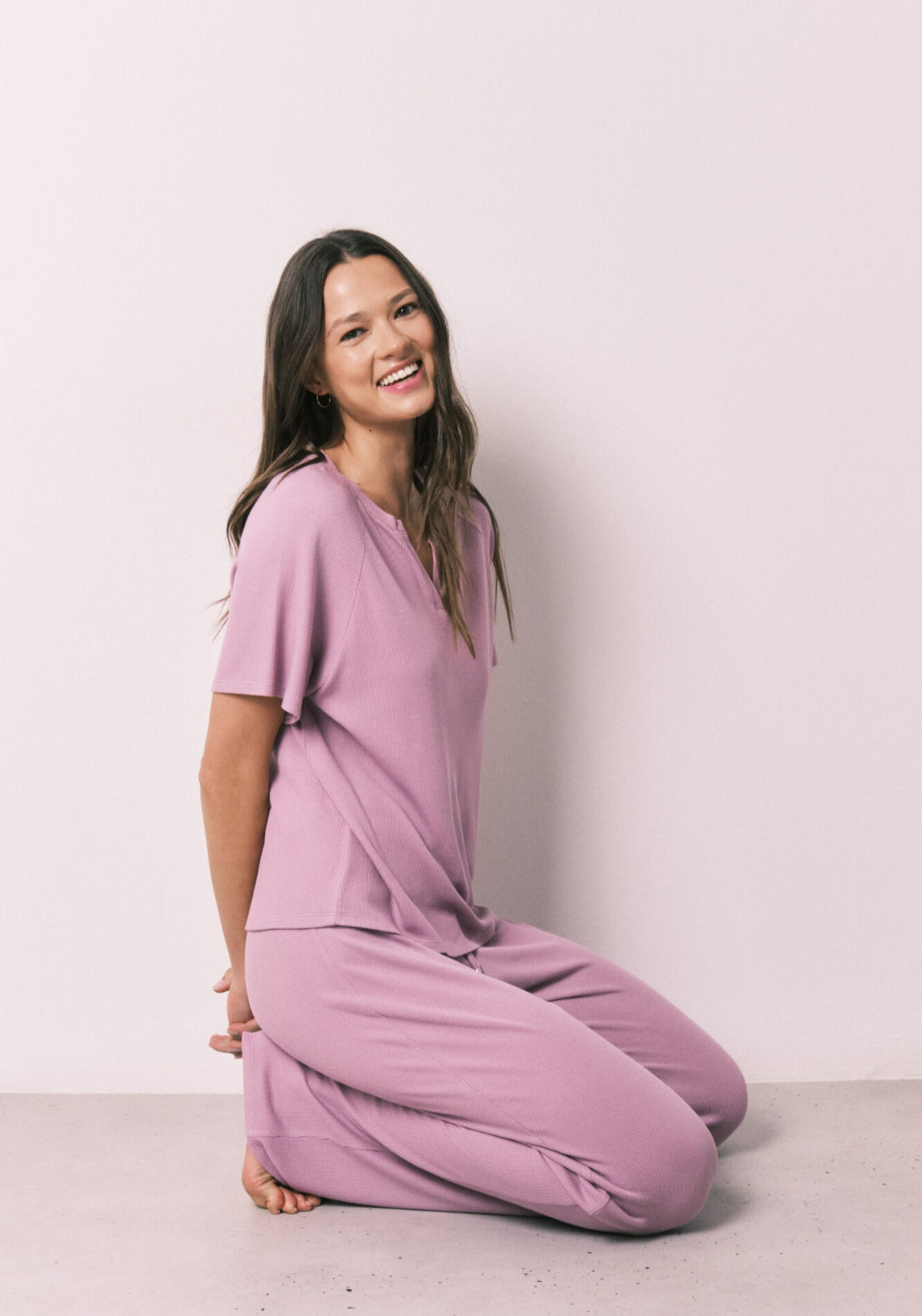 Waffle Texture Capri Pyjamas - Pink
