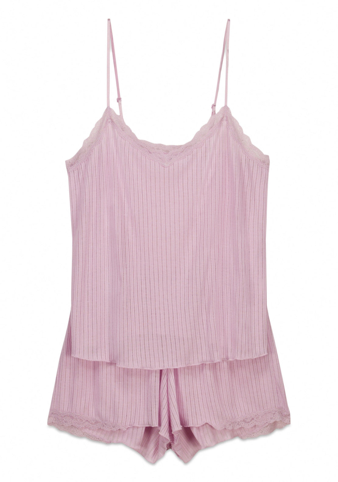 Soft Touch Ribbed Short Pyjamas - Pink