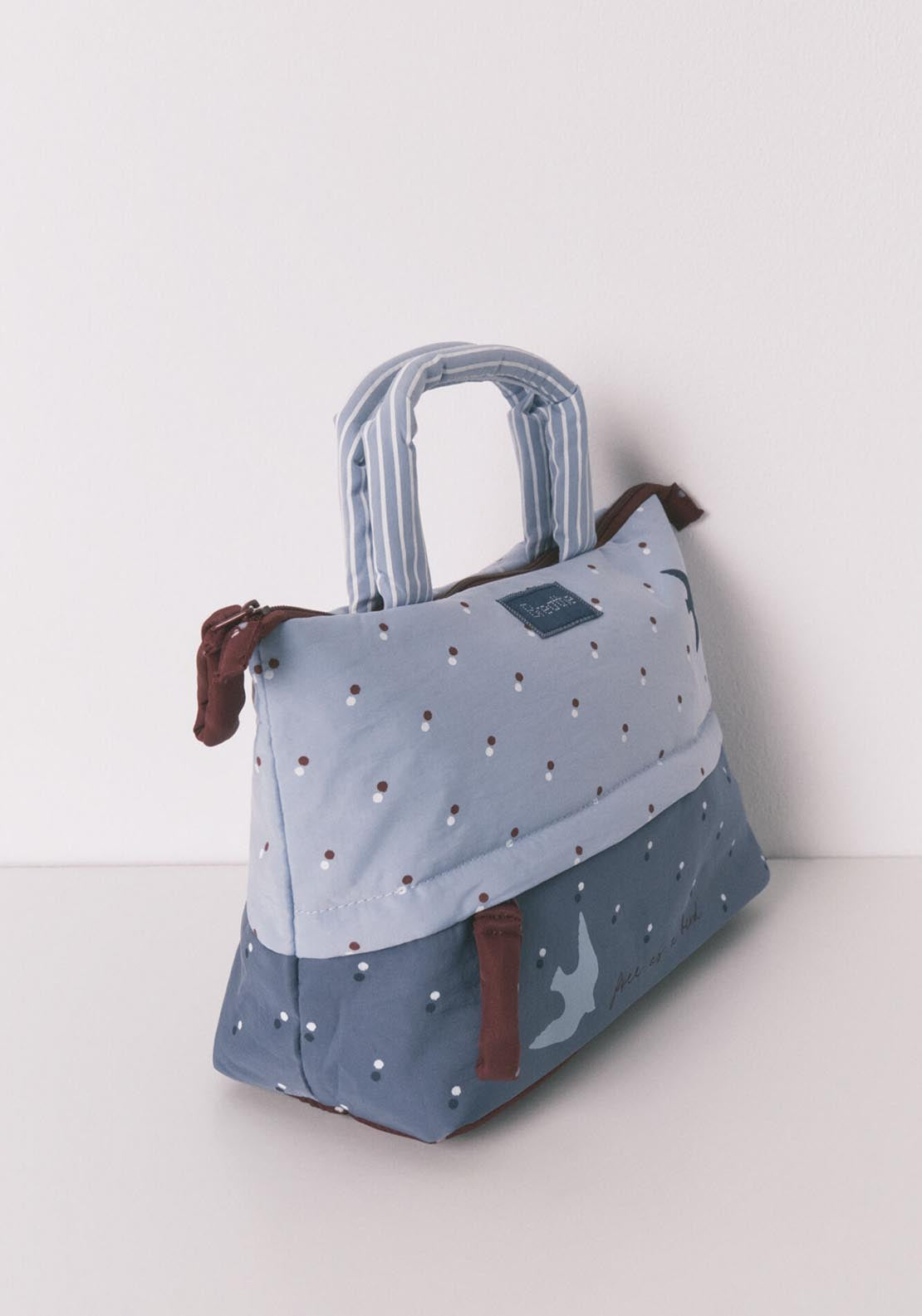 Bird Print Large Vanity Case - Blue