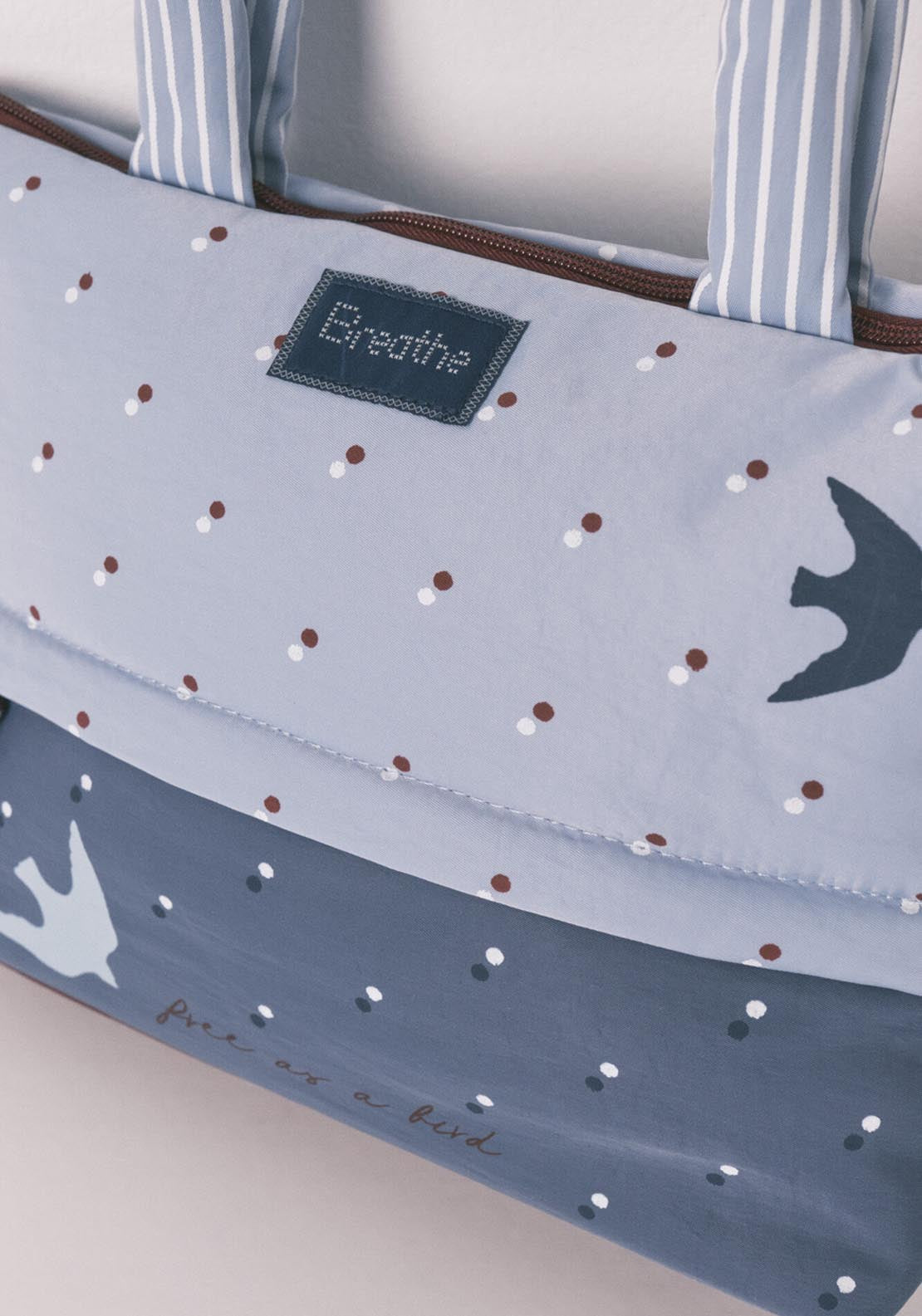 Bird Print Large Vanity Case - Blue