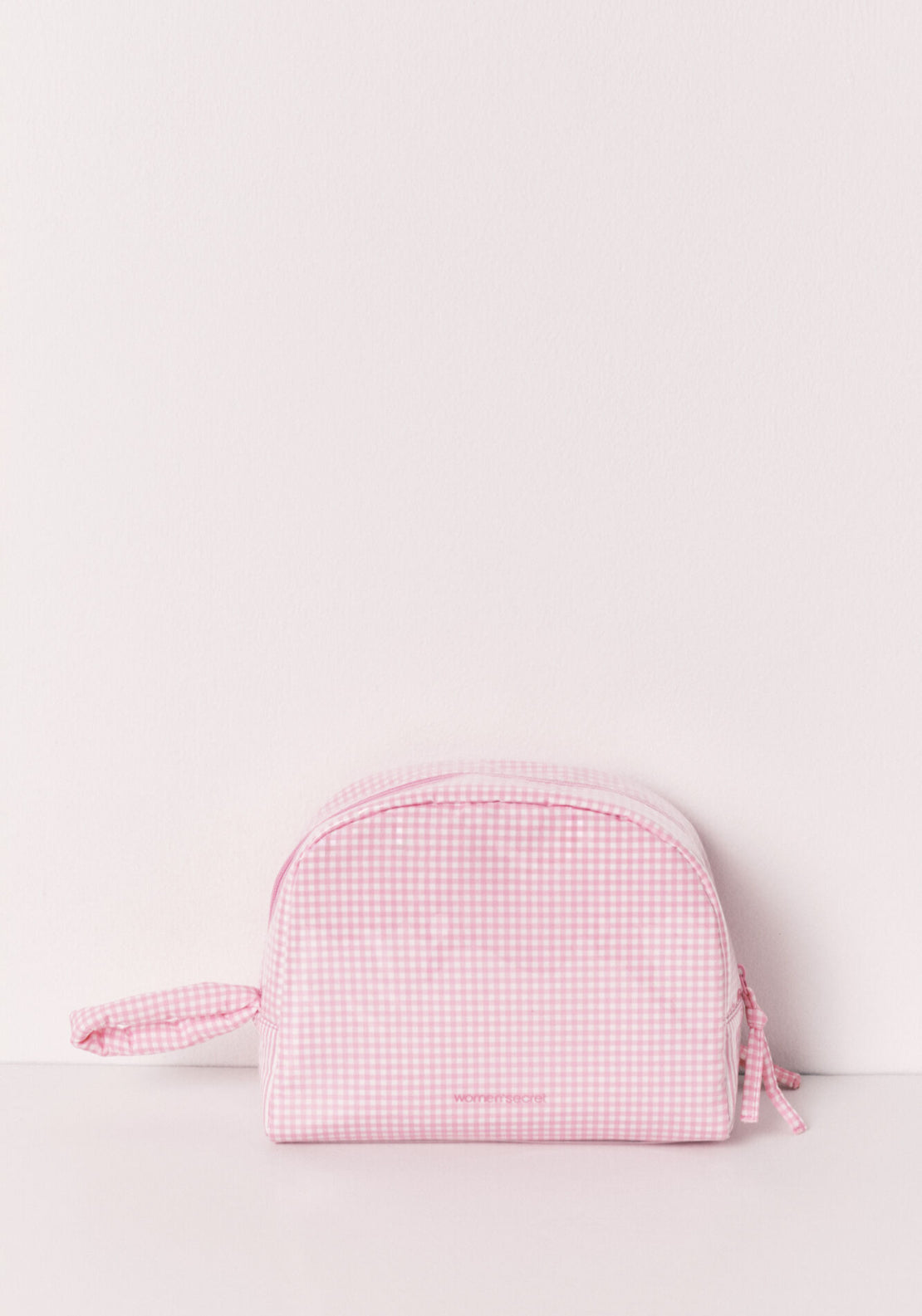 Puffer Checked & Striped Vanity Case - Pink
