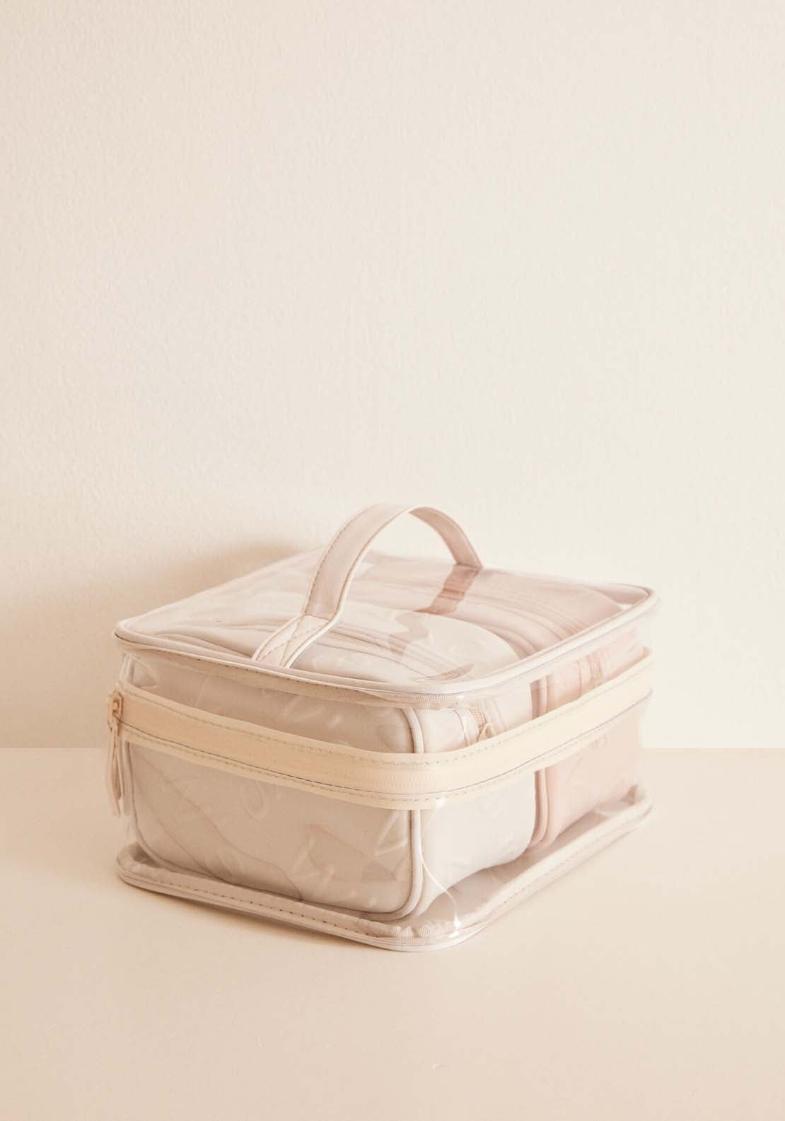 Womens Secret Pack 3 gray and pink logo toiletry bags - Green 4 Shaws Department Stores