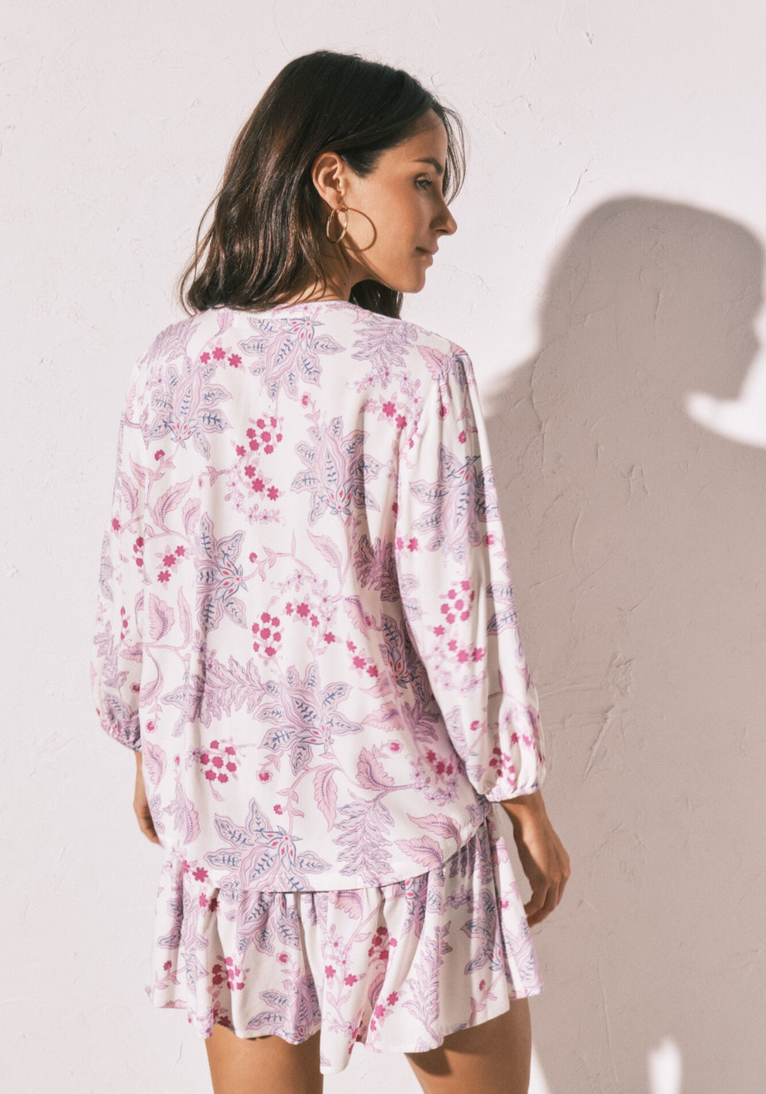 Printed Skirt & Camisole Set - White
