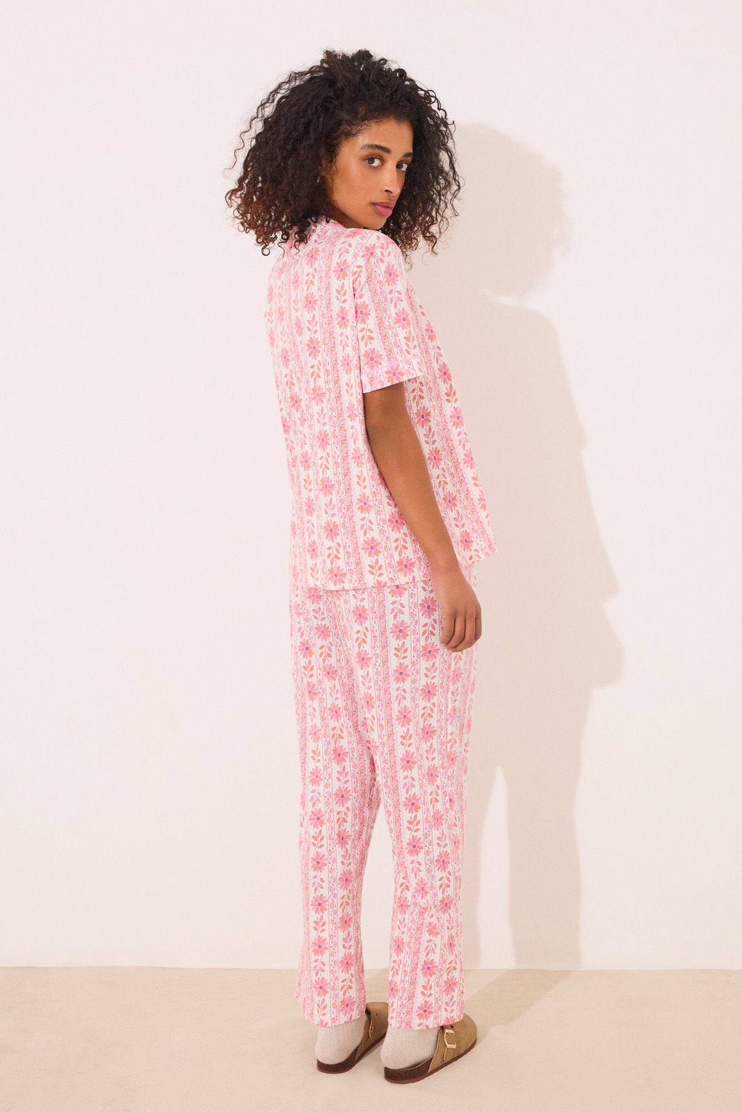 Womensecret Capri classic pyjamas 100% cotton flowers - Pink 5 Shaws Department Stores