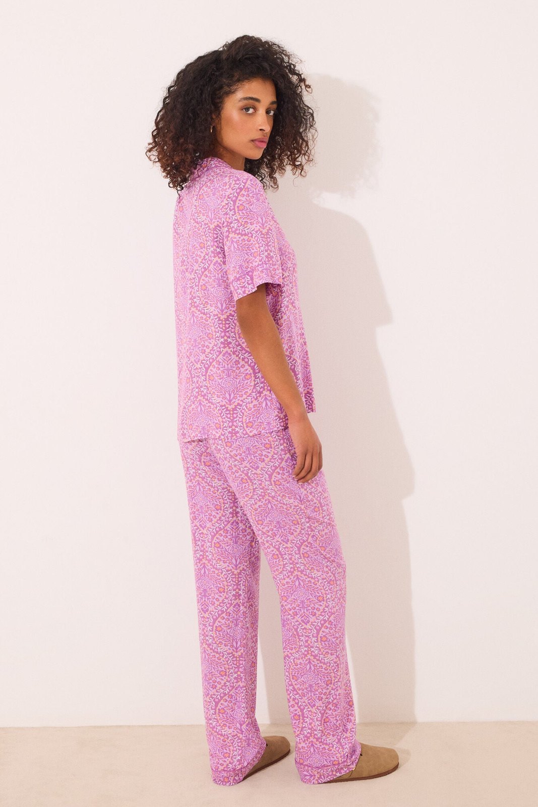 Womensecret Viscose boho print classic pyjamas - Purple 6 Shaws Department Stores