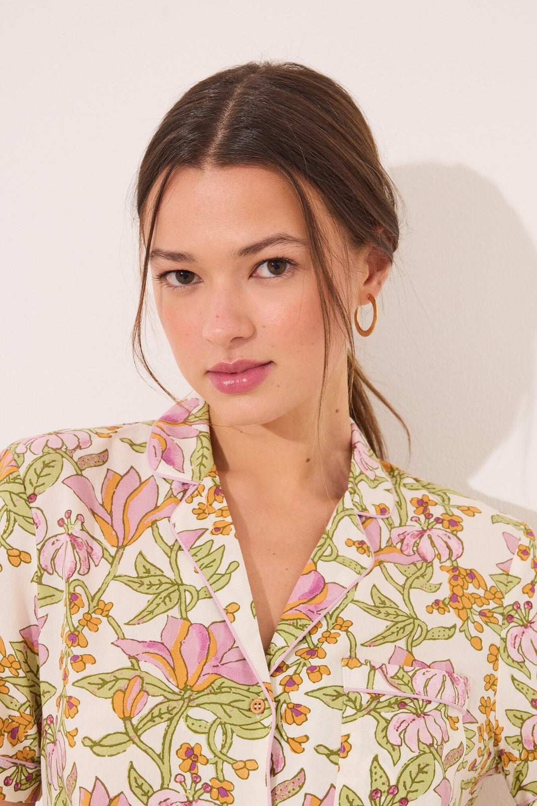 Womensecret Viscose classic pyjamas with floral print - White 3 Shaws Department Stores