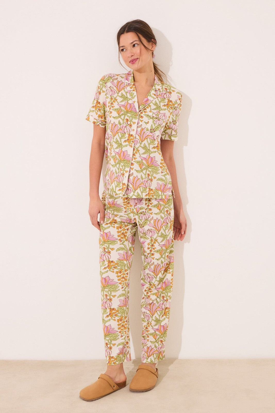 Womensecret Viscose classic pyjamas with floral print - White 5 Shaws Department Stores