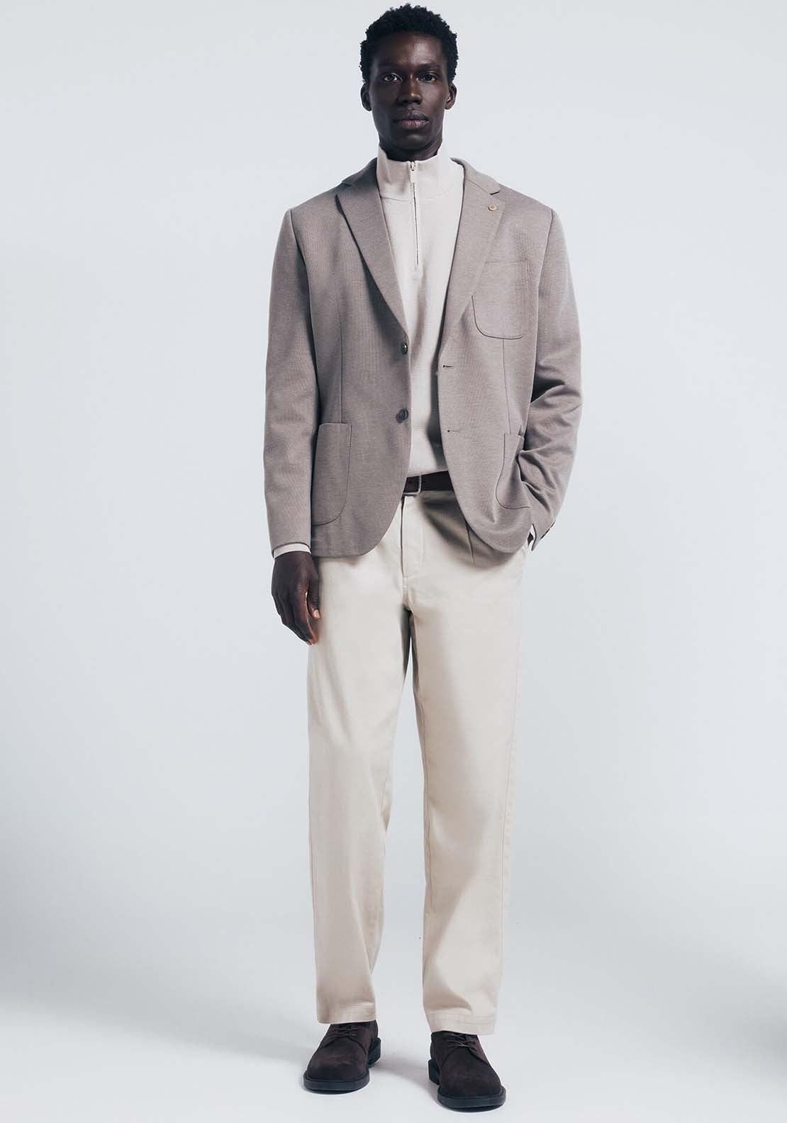 Birdseye Blazer - Beige