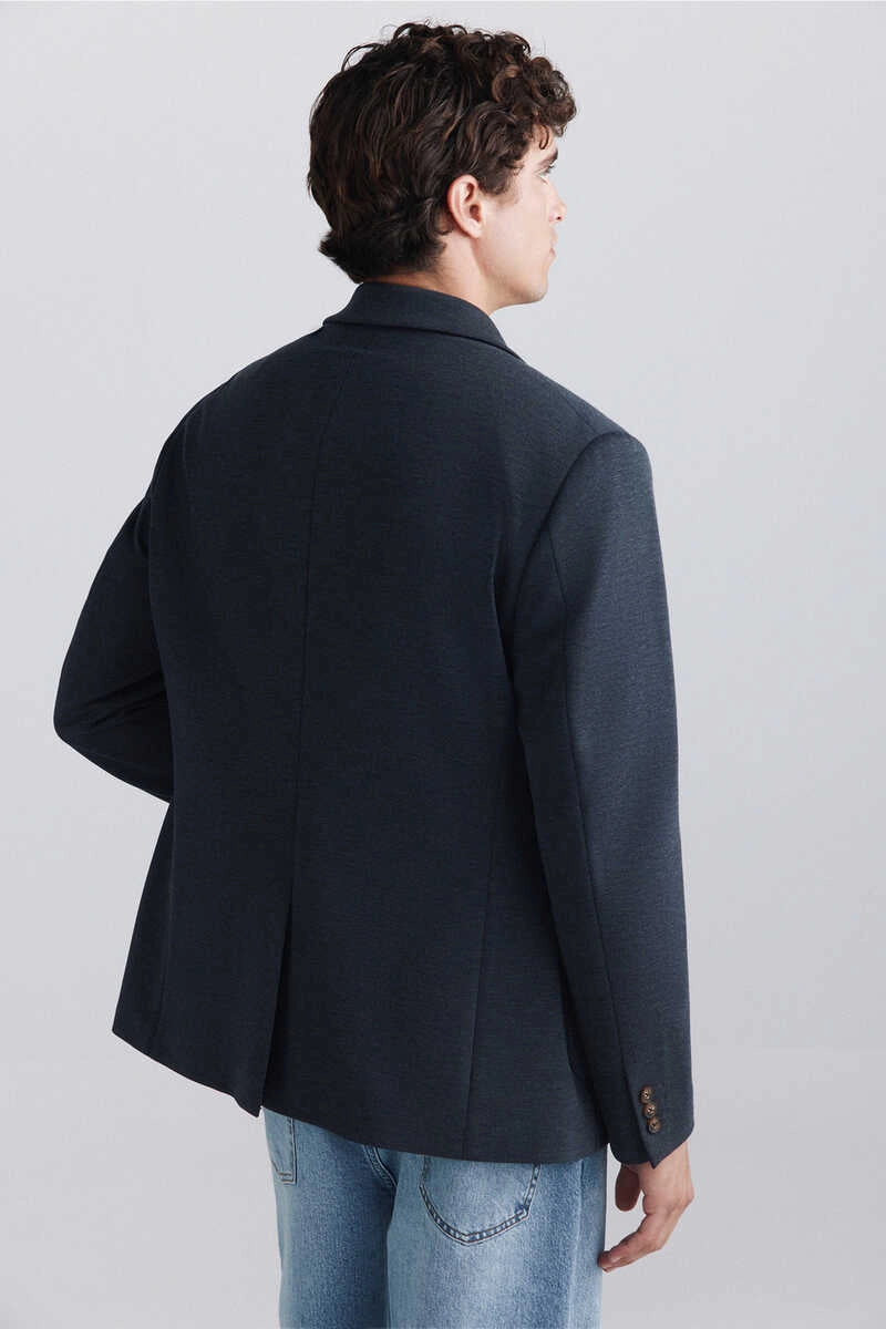 Pique Melange Blazer - Blue