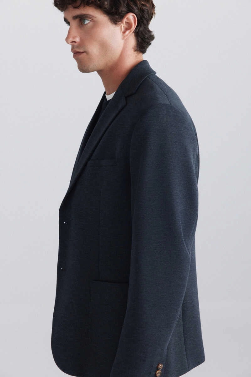 Pique Melange Blazer - Blue