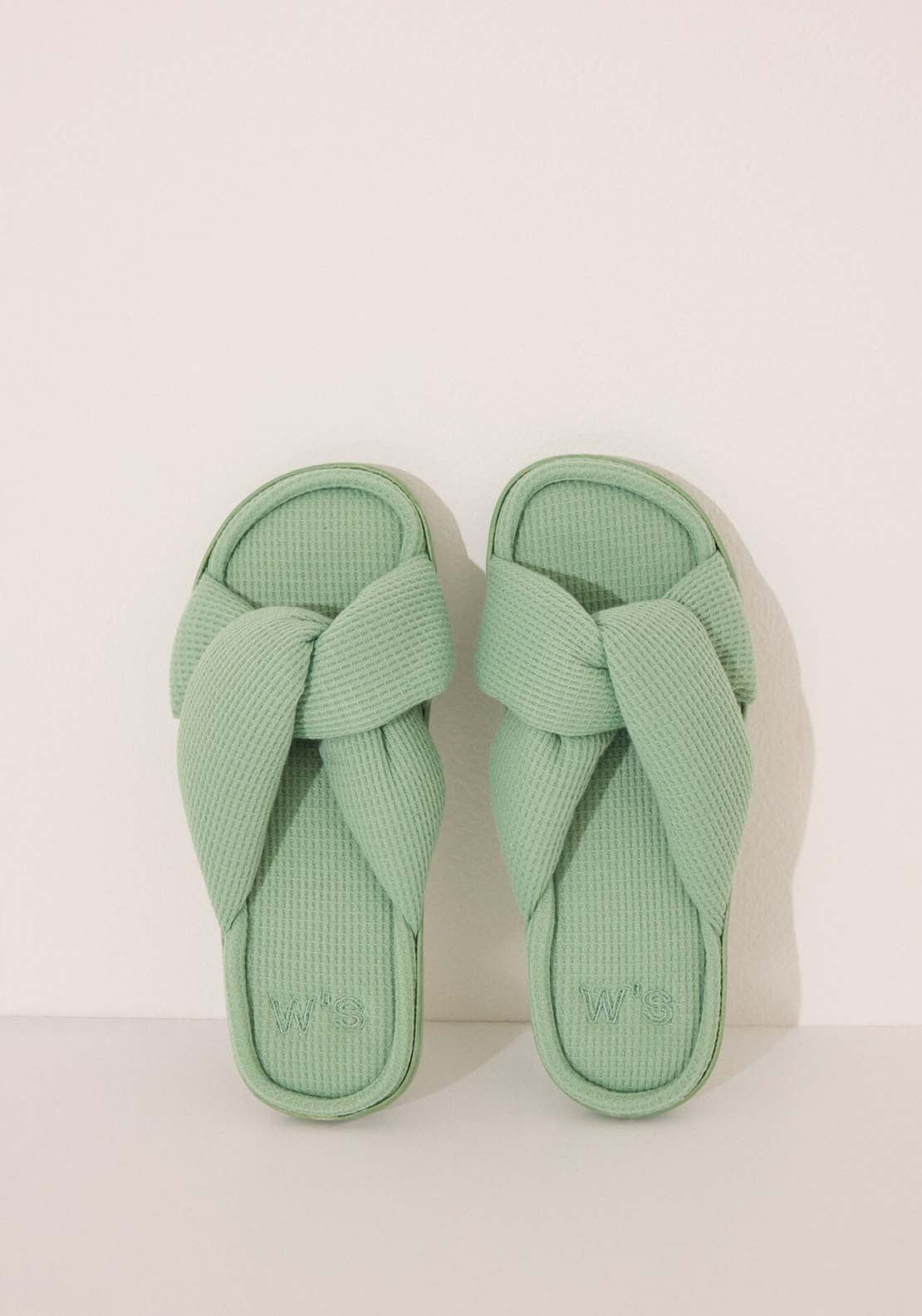 Open Shower Slippers - Green