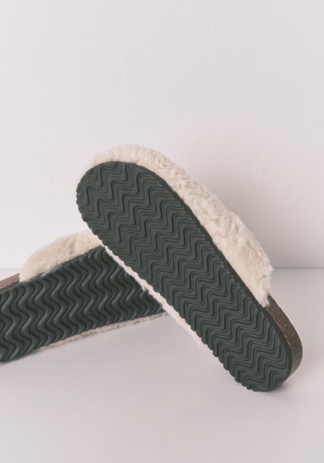 Sheepskin Faux Shearling Slippers - Ivory