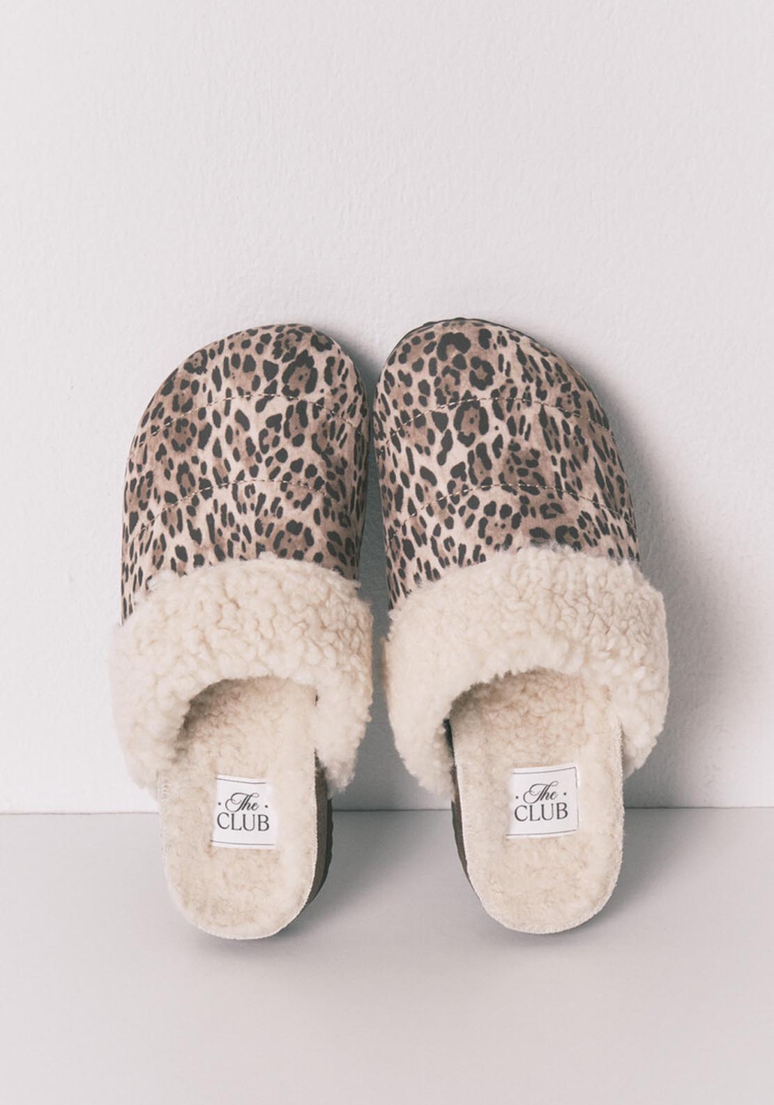 Animal Print Sheepskin Faux Shearling Slippers - Brown